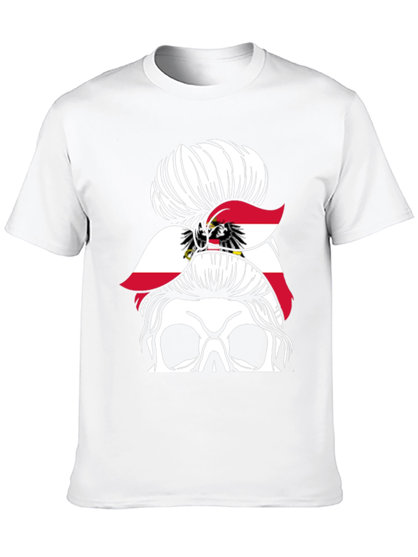 Austria Flag Messy Bun Skull T-Shirt