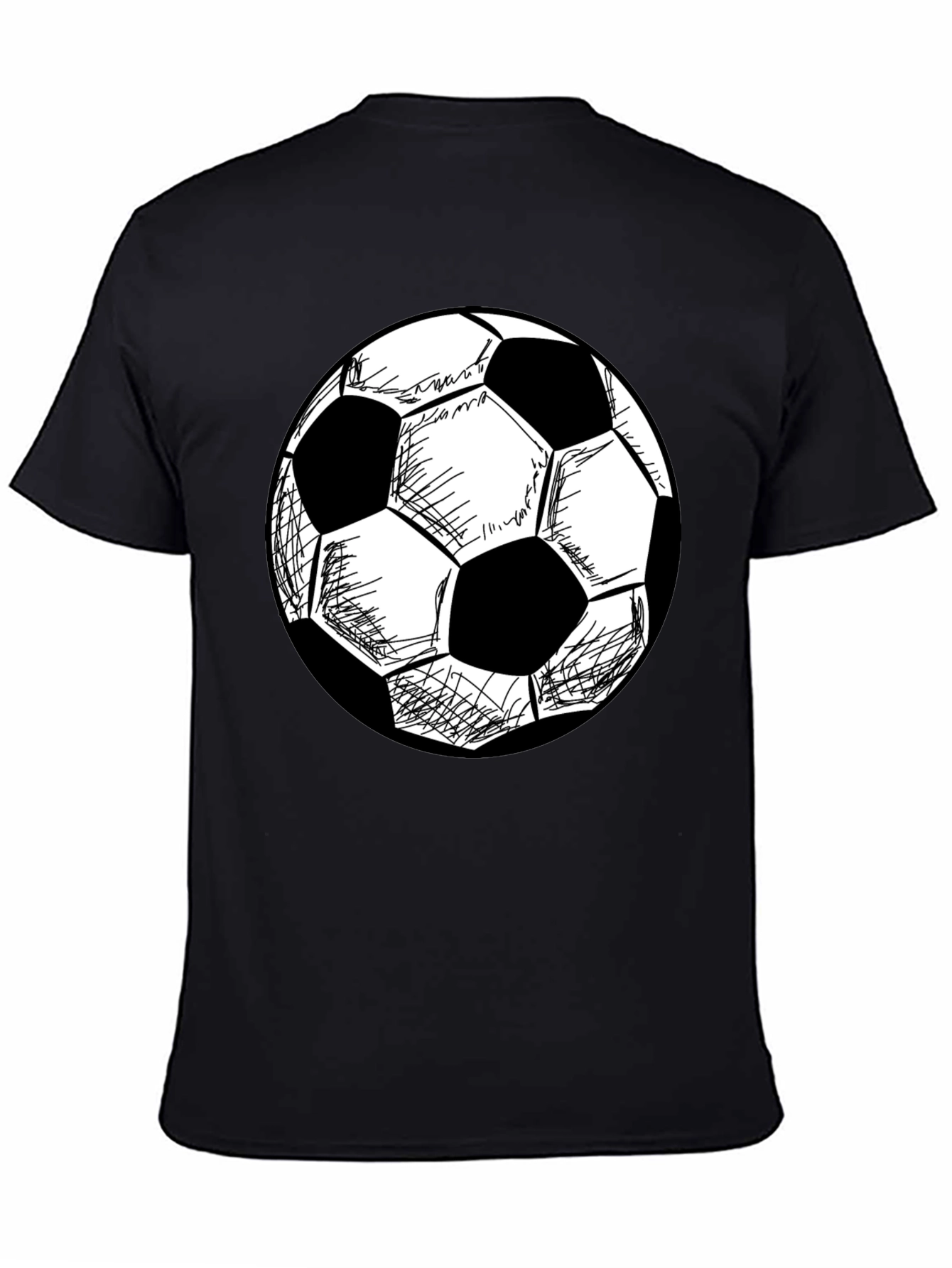Soccer Ball Graphic T-Shirt - Black Cotton Tee