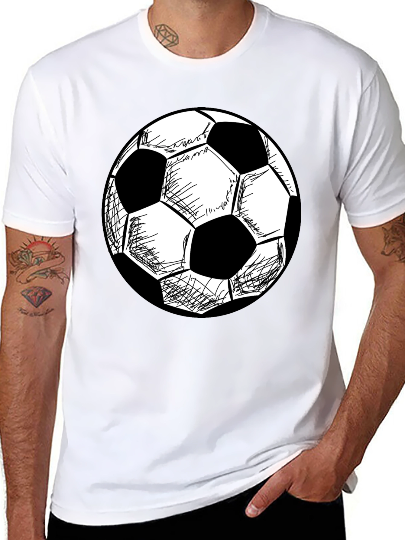 Soccer Ball Graphic T-Shirt - Black Cotton Tee