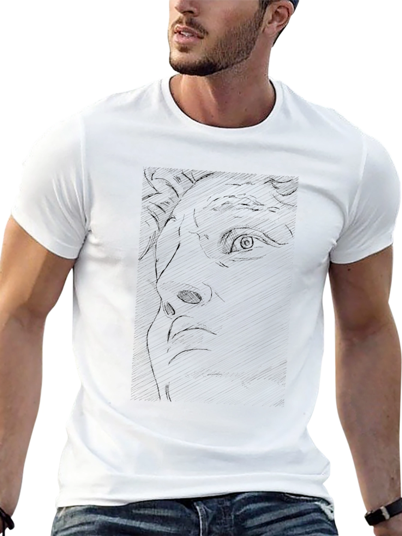 Abstract Face Graphic Black T-Shirt