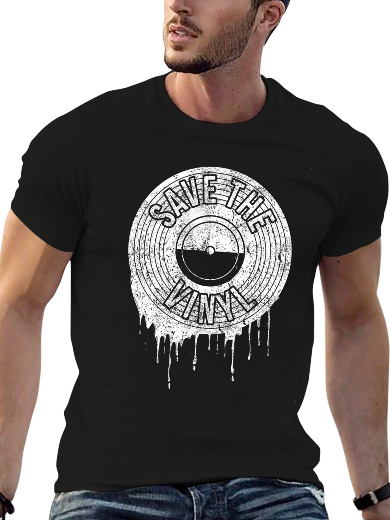 Save The Vinyl Graphic T-Shirt - Black