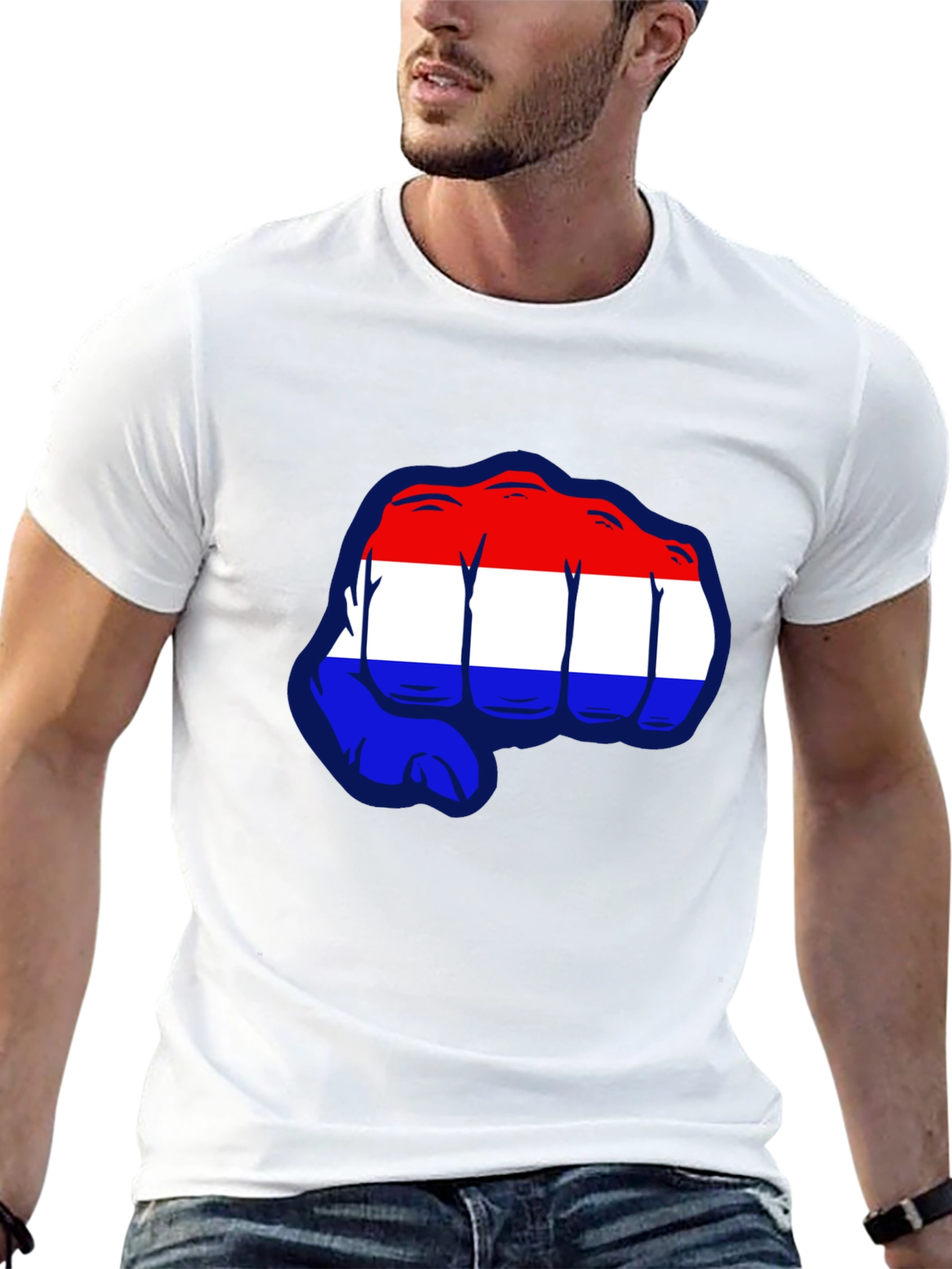 Netherlands Flag Fist Graphic T-Shirt