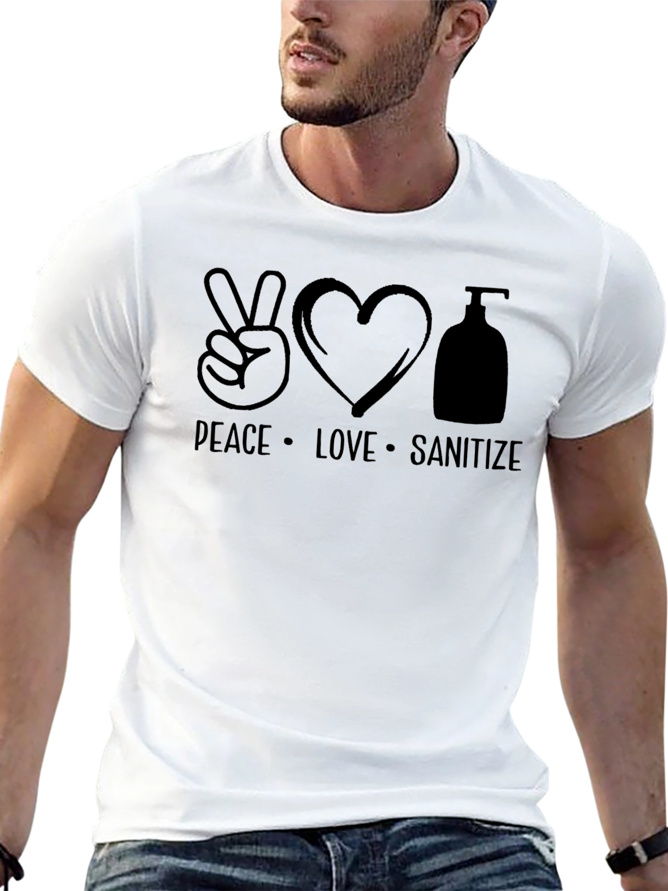 Peace Love Sanitize Black T-Shirt