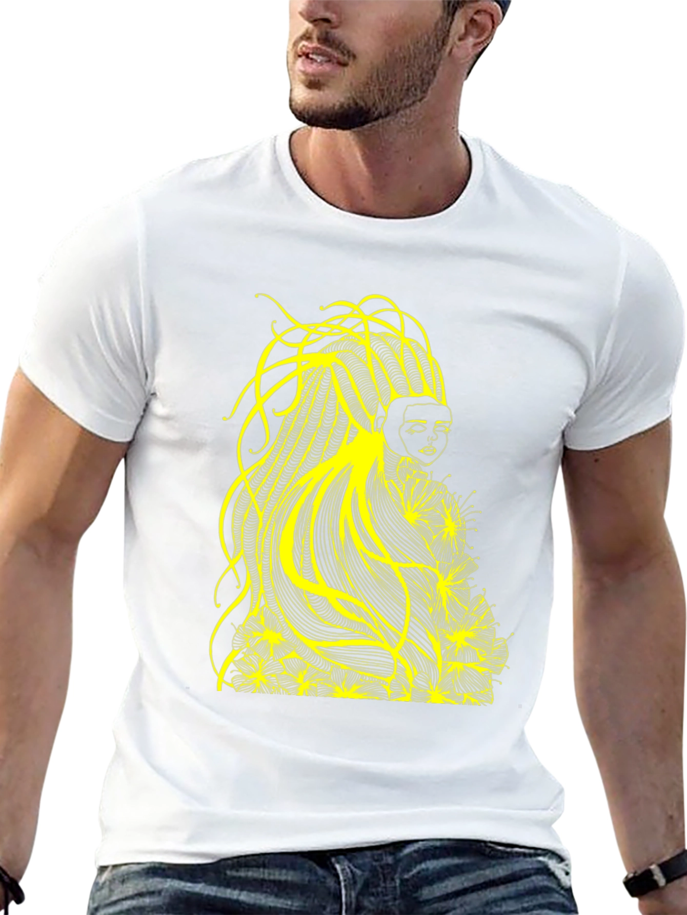 Abstract Yellow Graphic Tee - Black