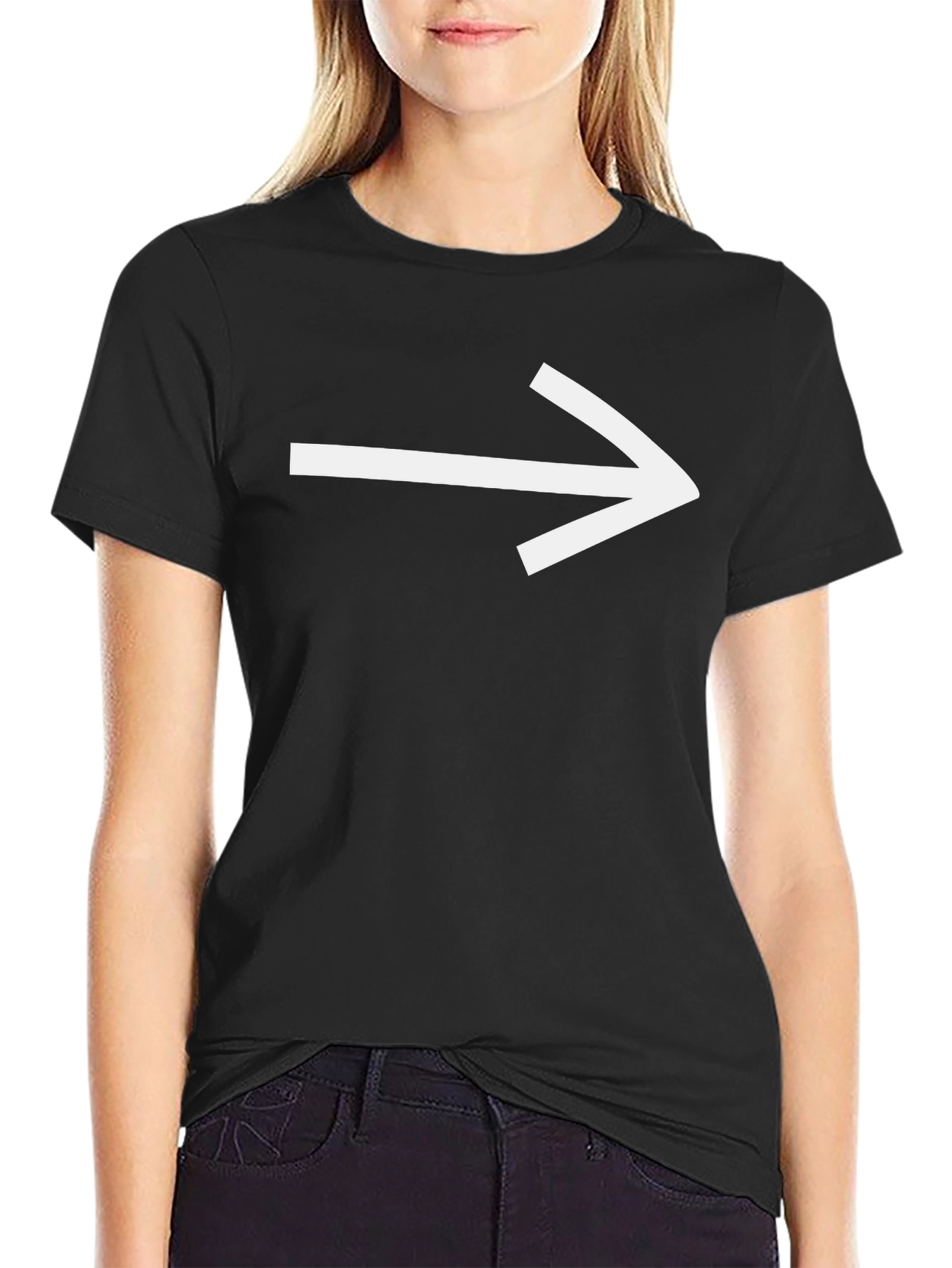 Right Arrow Graphic Tee - Black Cotton T-Shirt