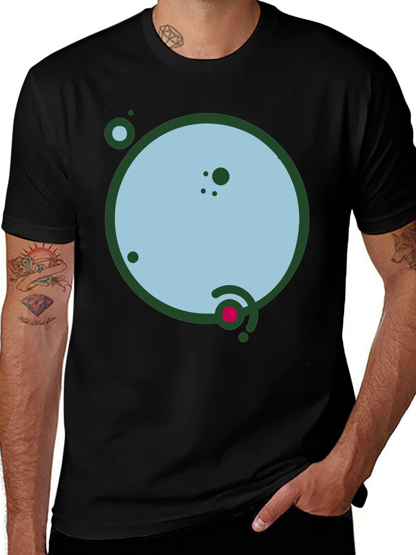 Geometric Planet Graphic Black Tee