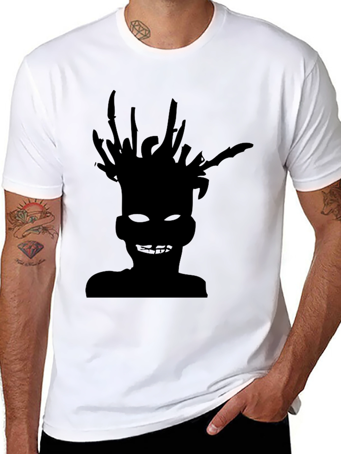 Unique Silhouette Graphic Black T-Shirt