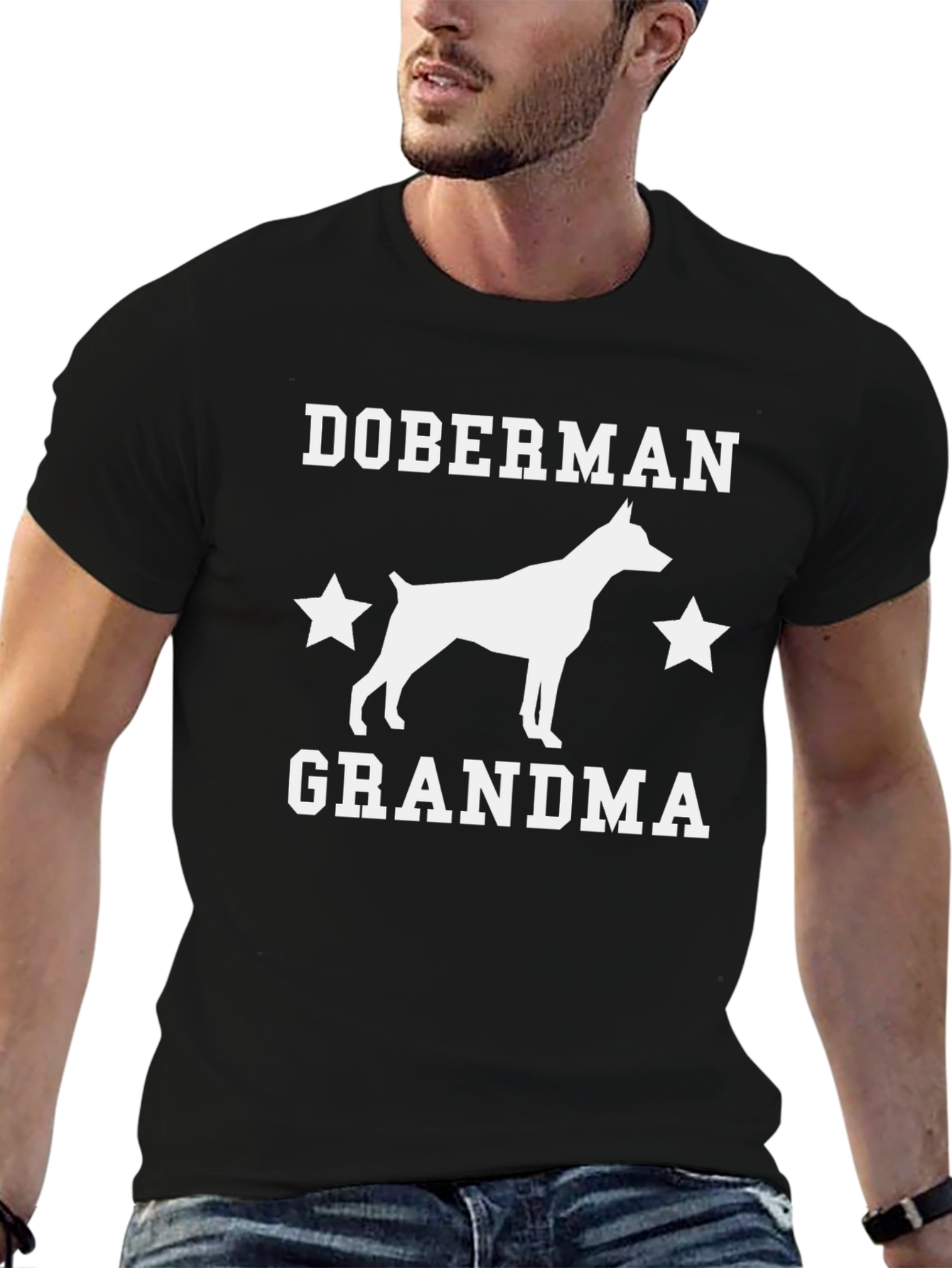 Doberman Grandma Graphic Tee - Black Cotton T-Shirt
