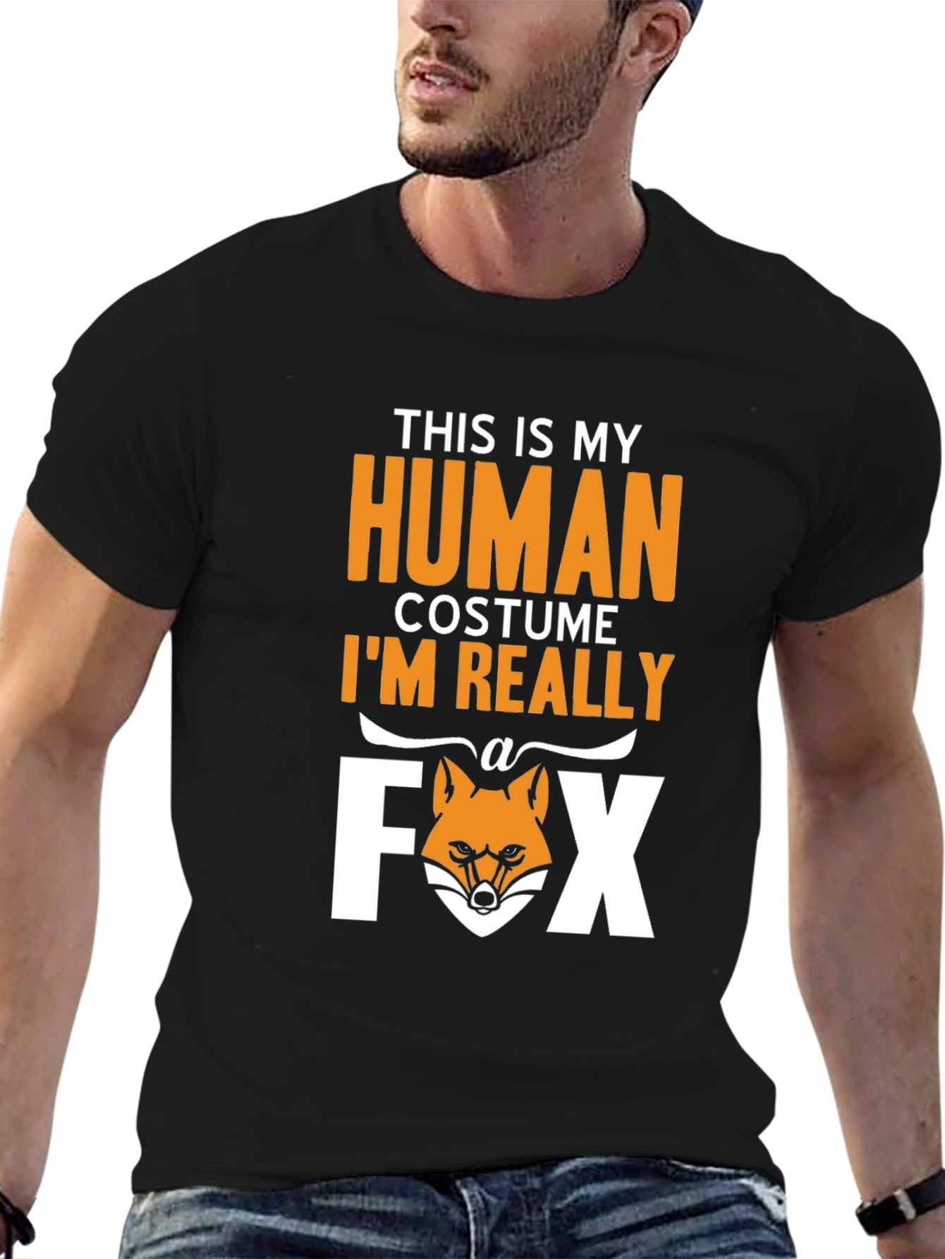 Funny Human Costume Fox T-Shirt - Halloween Tee
