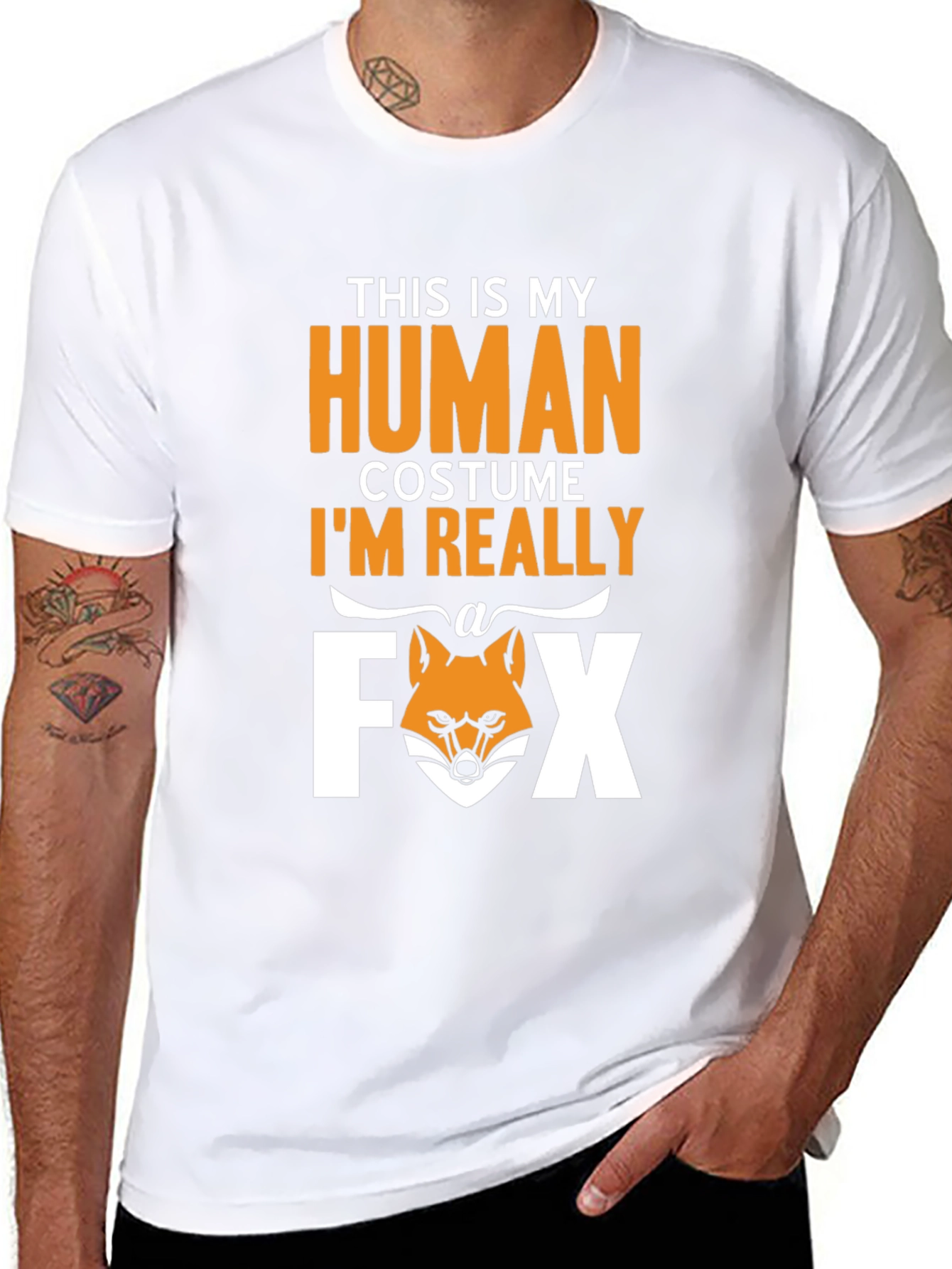 Funny Human Costume Fox T-Shirt - Halloween Tee