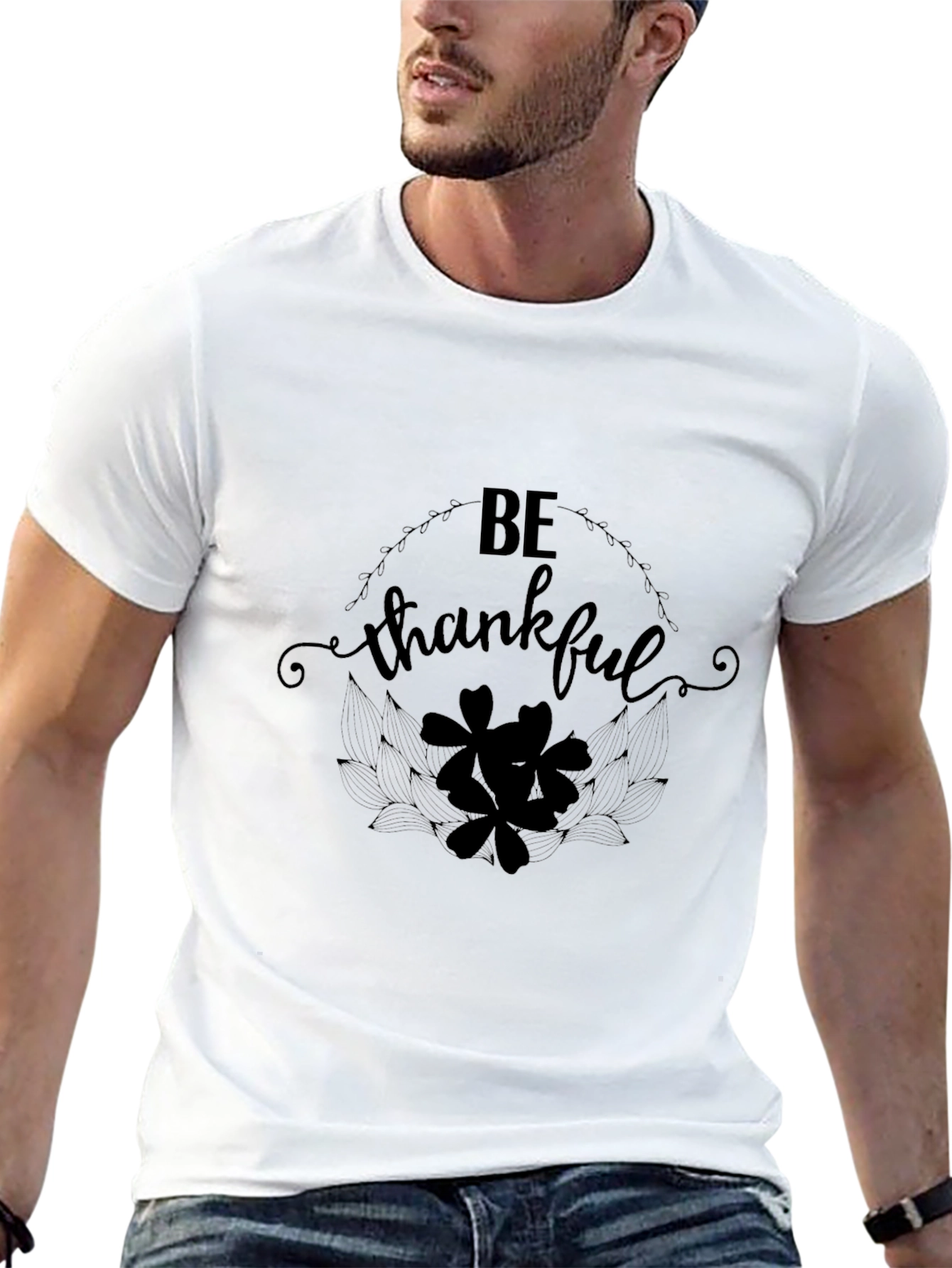 Be Thankful Black Graphic T-Shirt