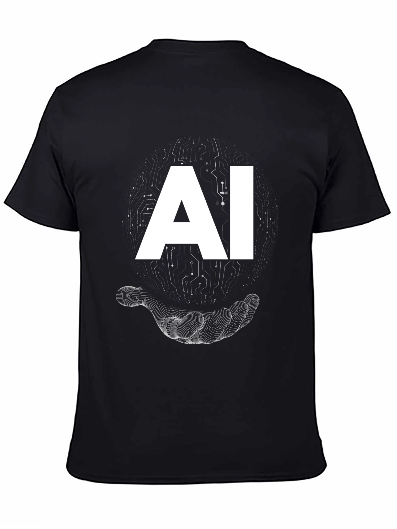 AI Circuit Hand Graphic T-Shirt - Modern Tech Style