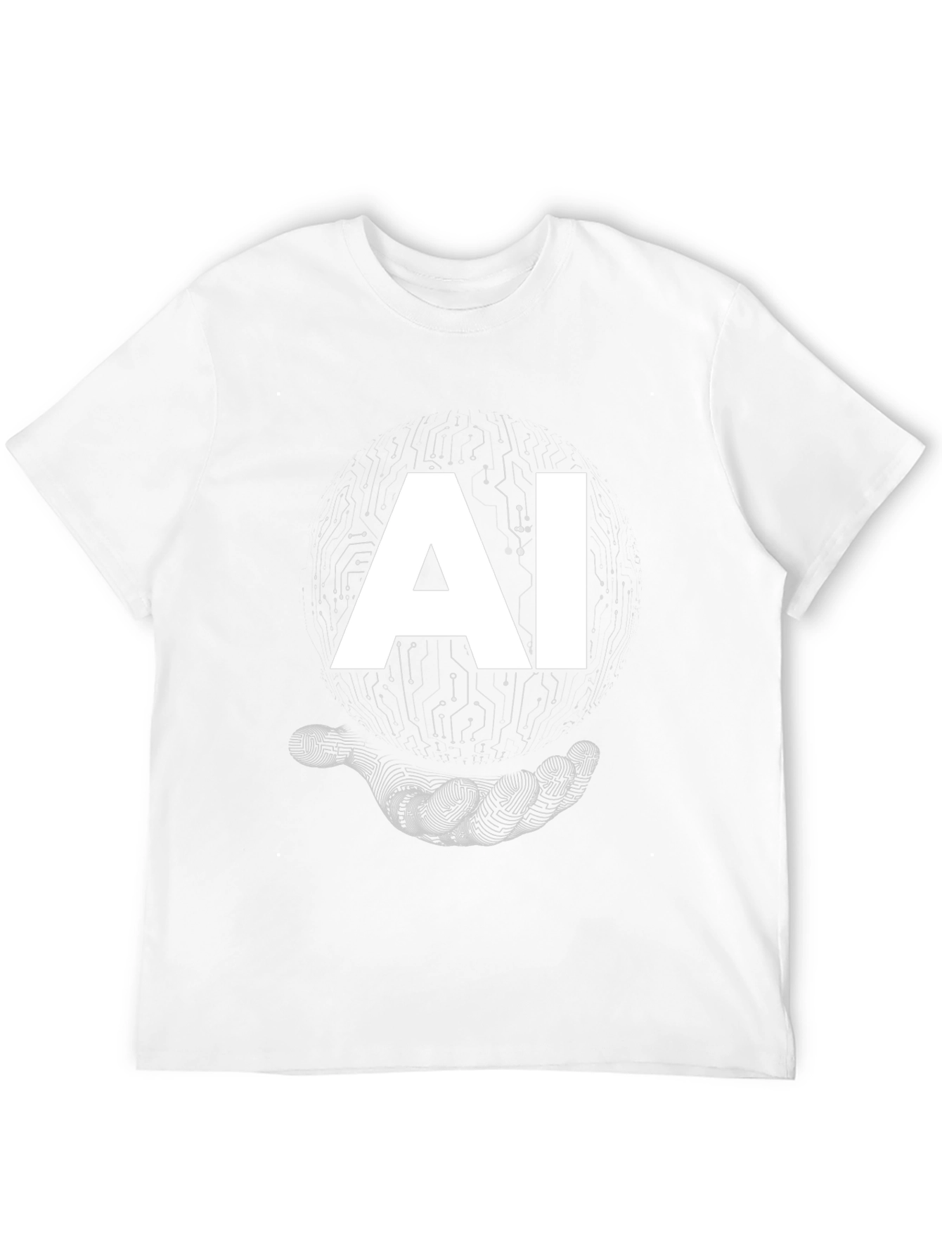 AI Circuit Hand Graphic T-Shirt - Modern Tech Style