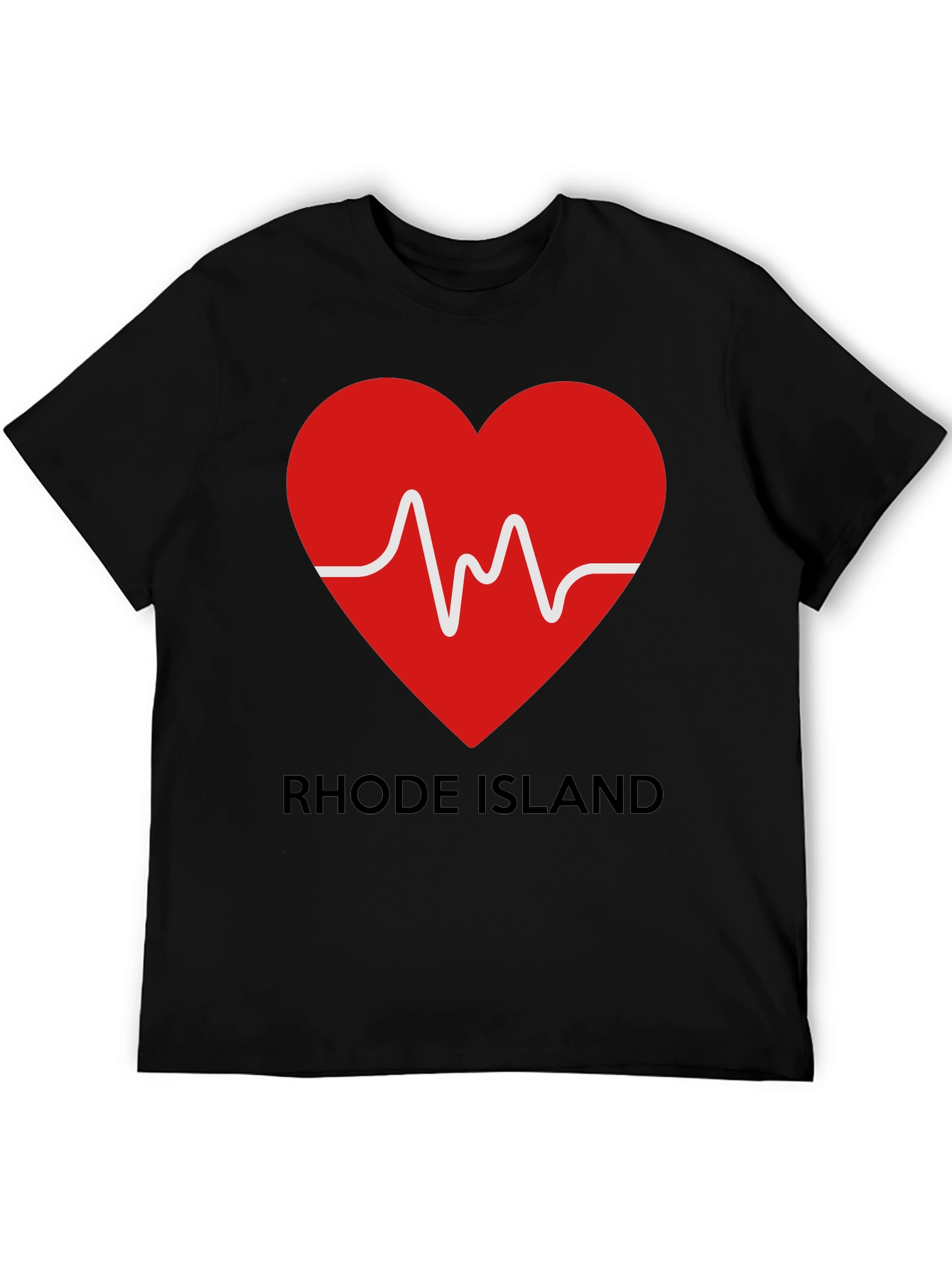 Rhode Island Heartbeat Graphic Tee - Black