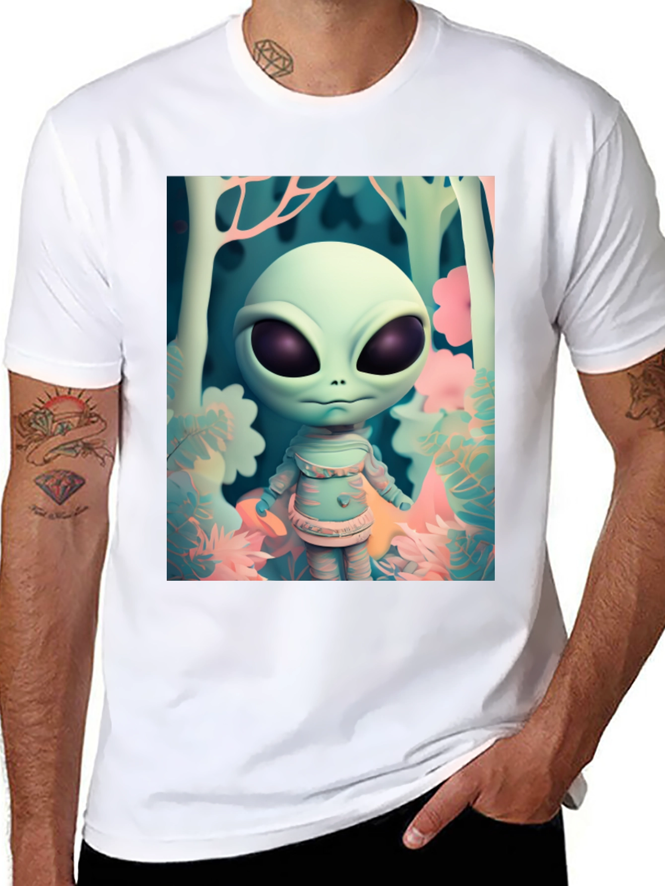 Alien Forest Tee - Unique Graphic Print Shirt