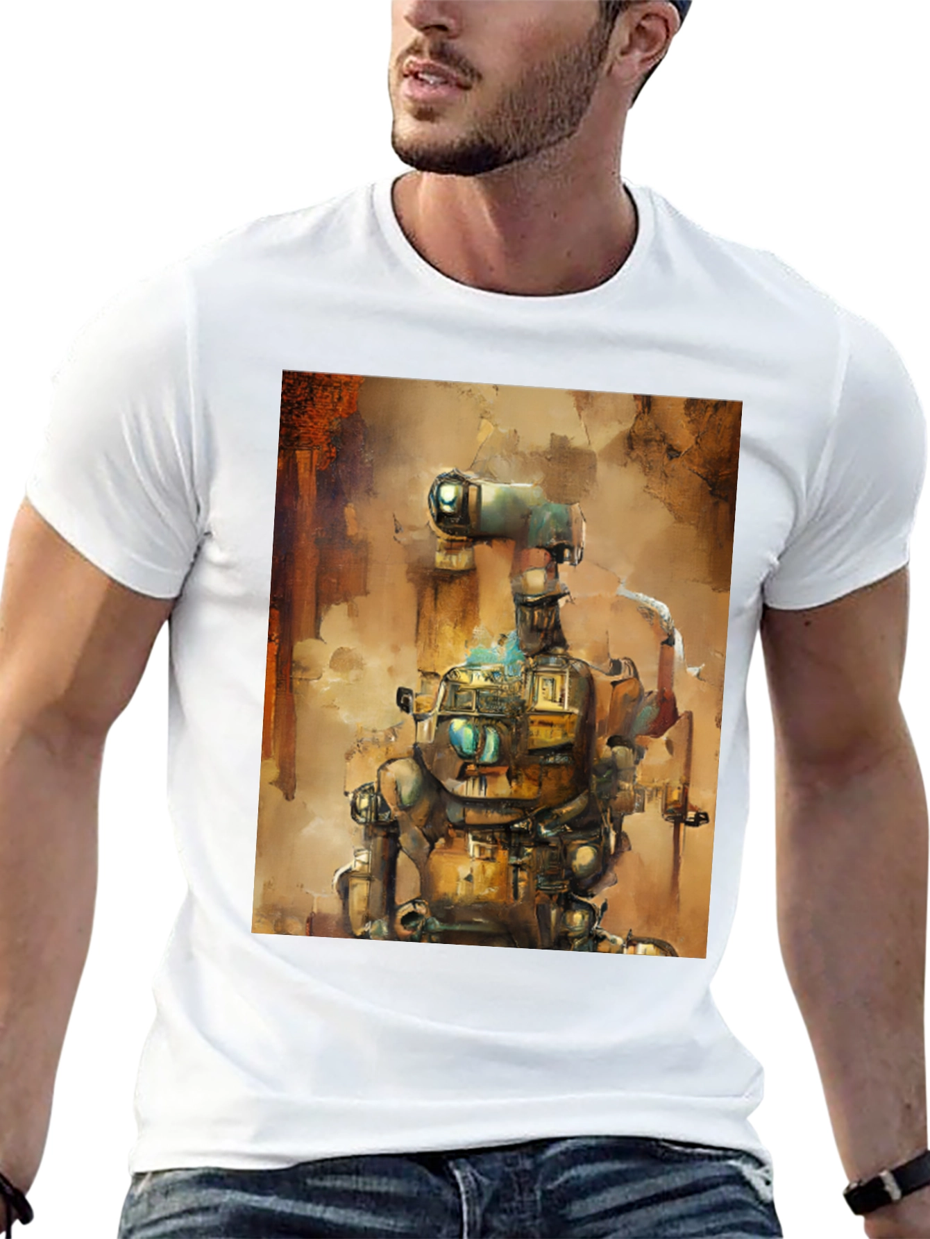 Steampunk Robot Graphic Tee - Unique Design