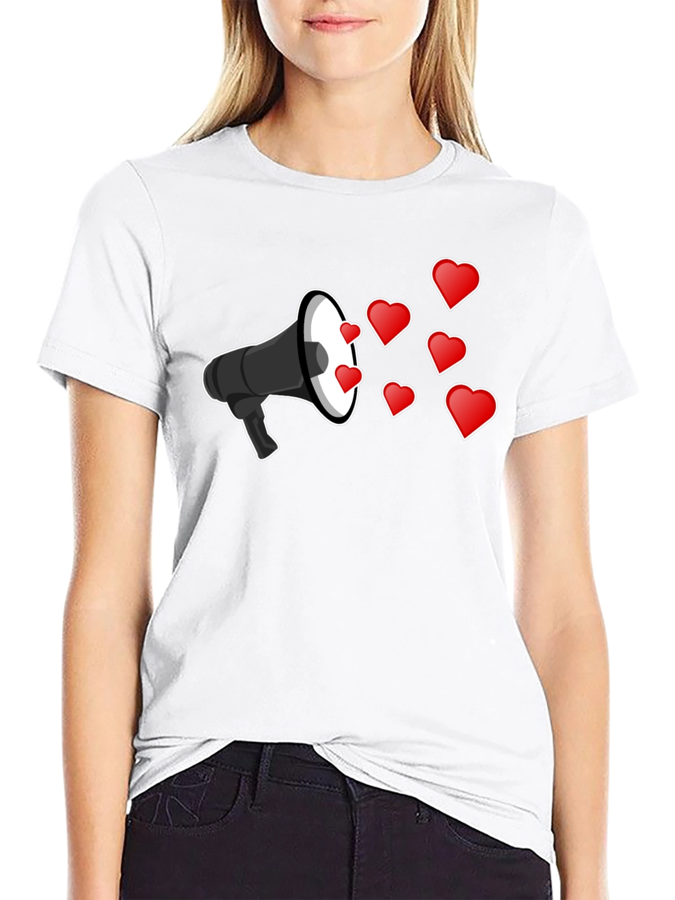 Love Message T-Shirt - Heart Megaphone Design