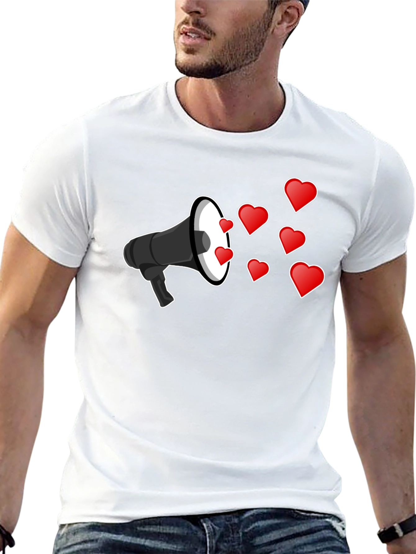 Love Message T-Shirt - Heart Megaphone Design