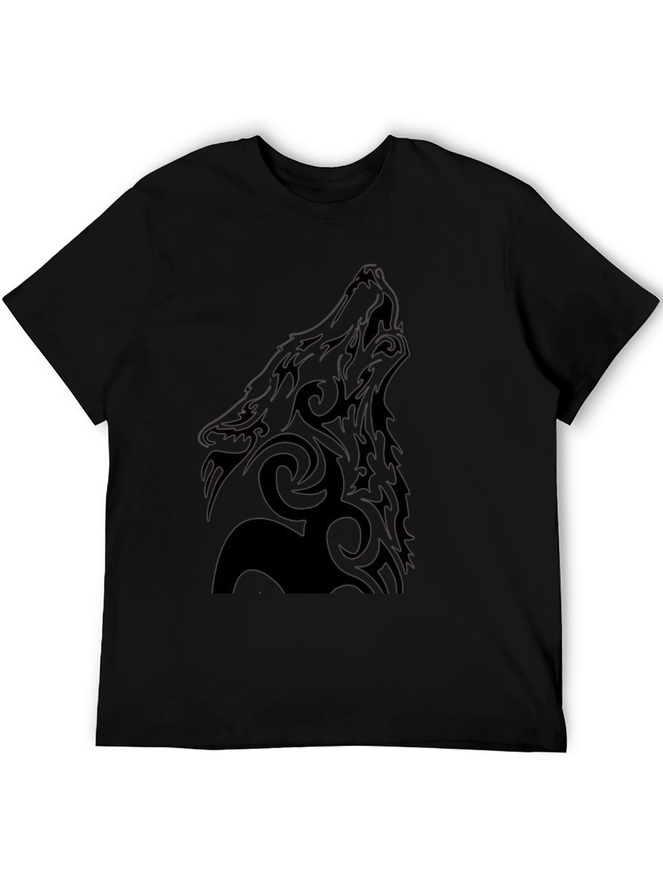 Tribal Wolf Graphic Black T-Shirt