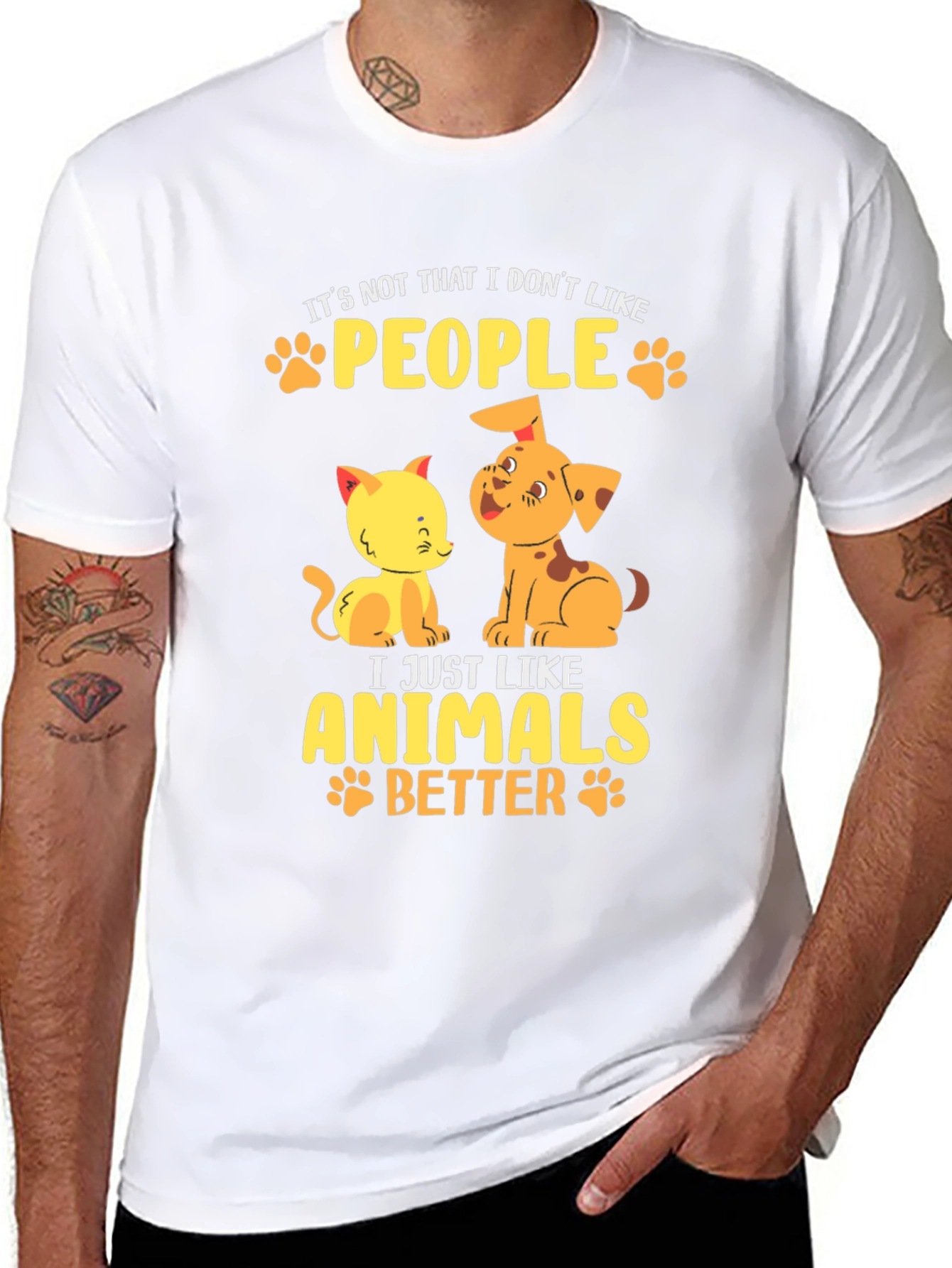 Animal Lovers Black T-Shirt: People vs. Pets
