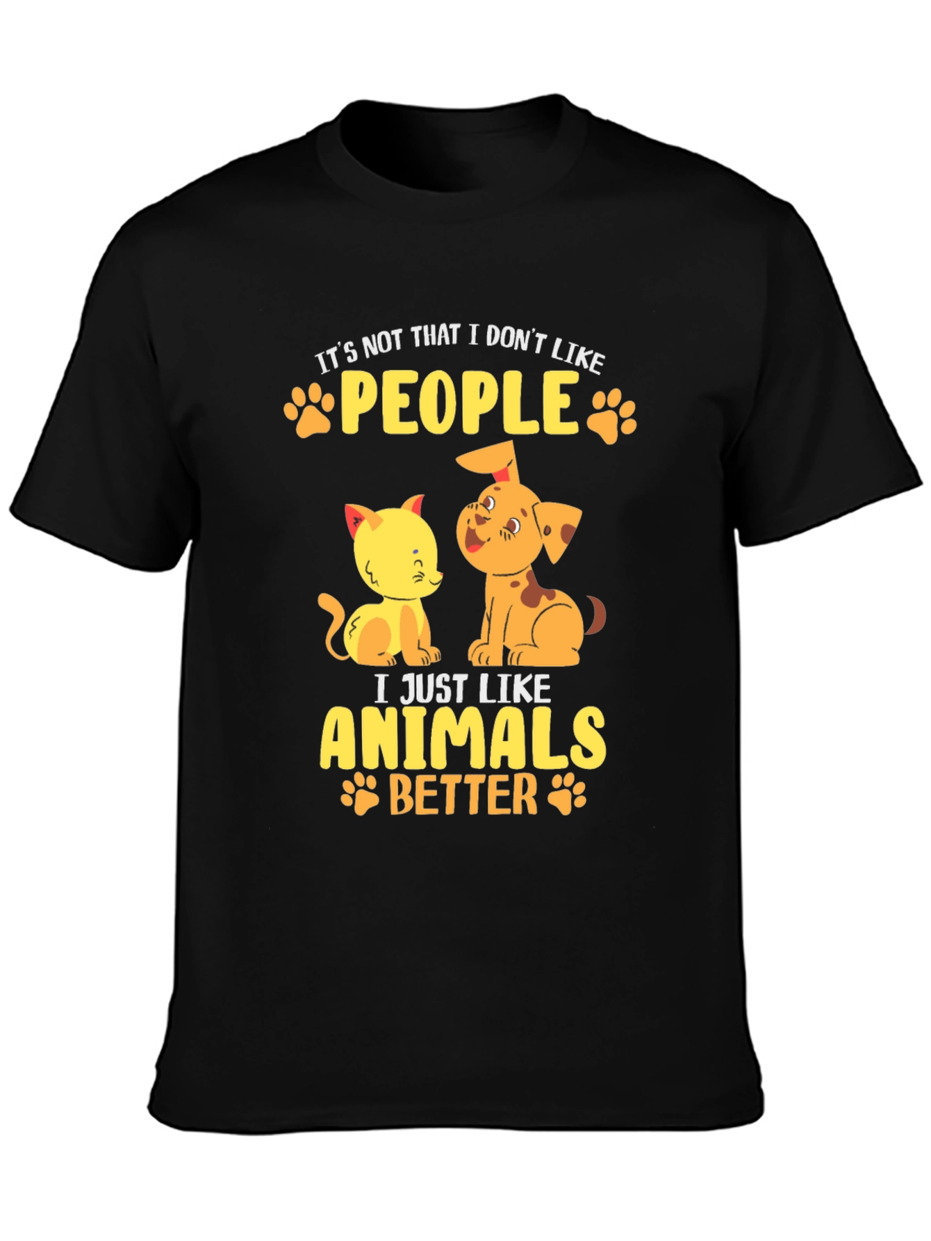 Animal Lovers Black T-Shirt: People vs. Pets