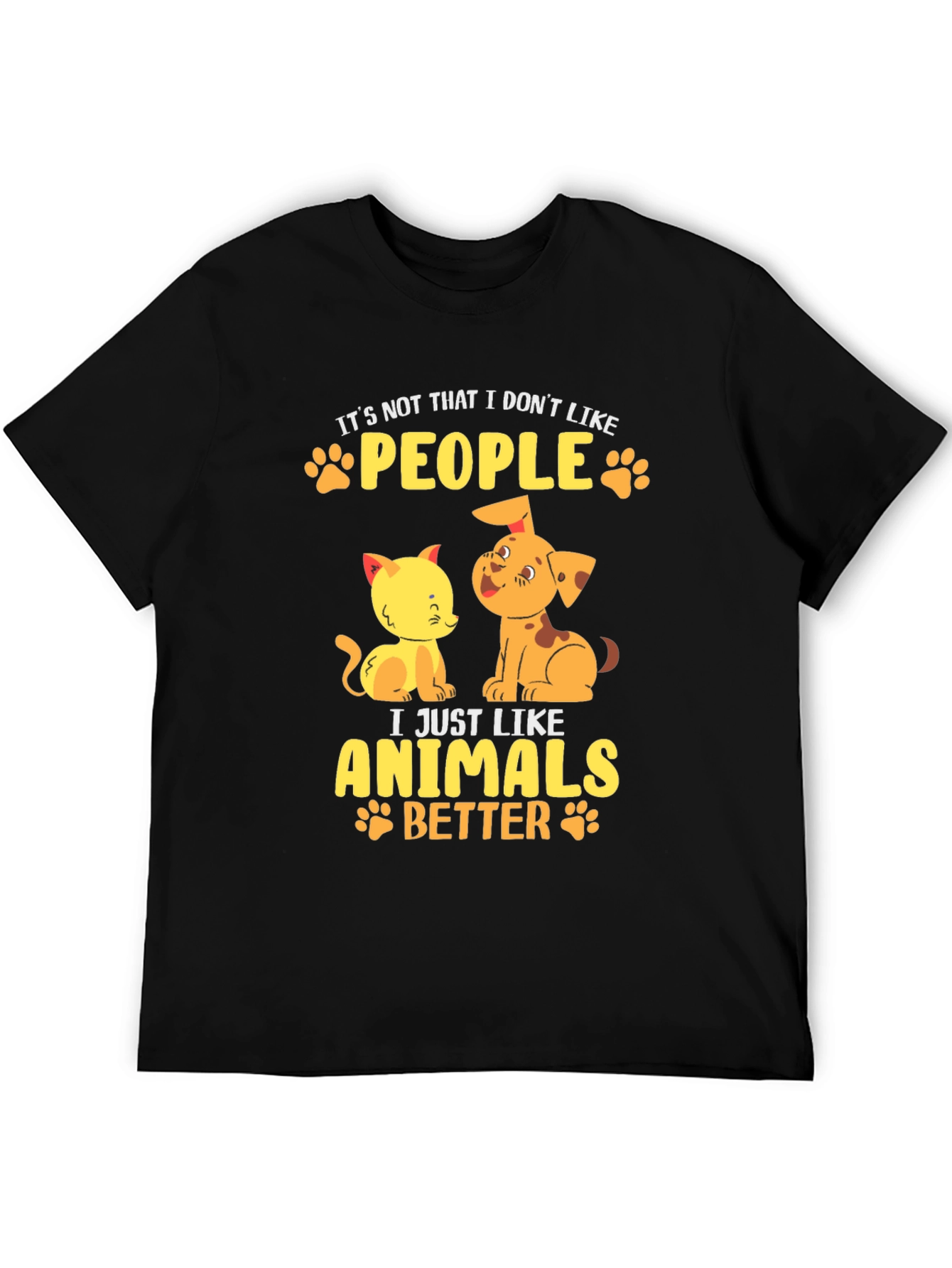 Animal Lovers Black T-Shirt: People vs. Pets