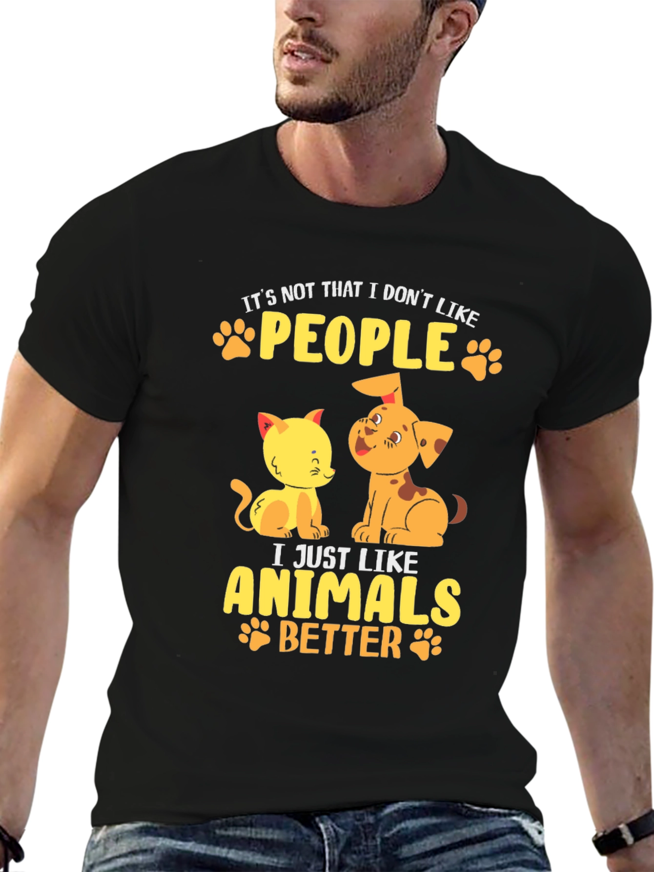 Animal Lovers Black T-Shirt: People vs. Pets