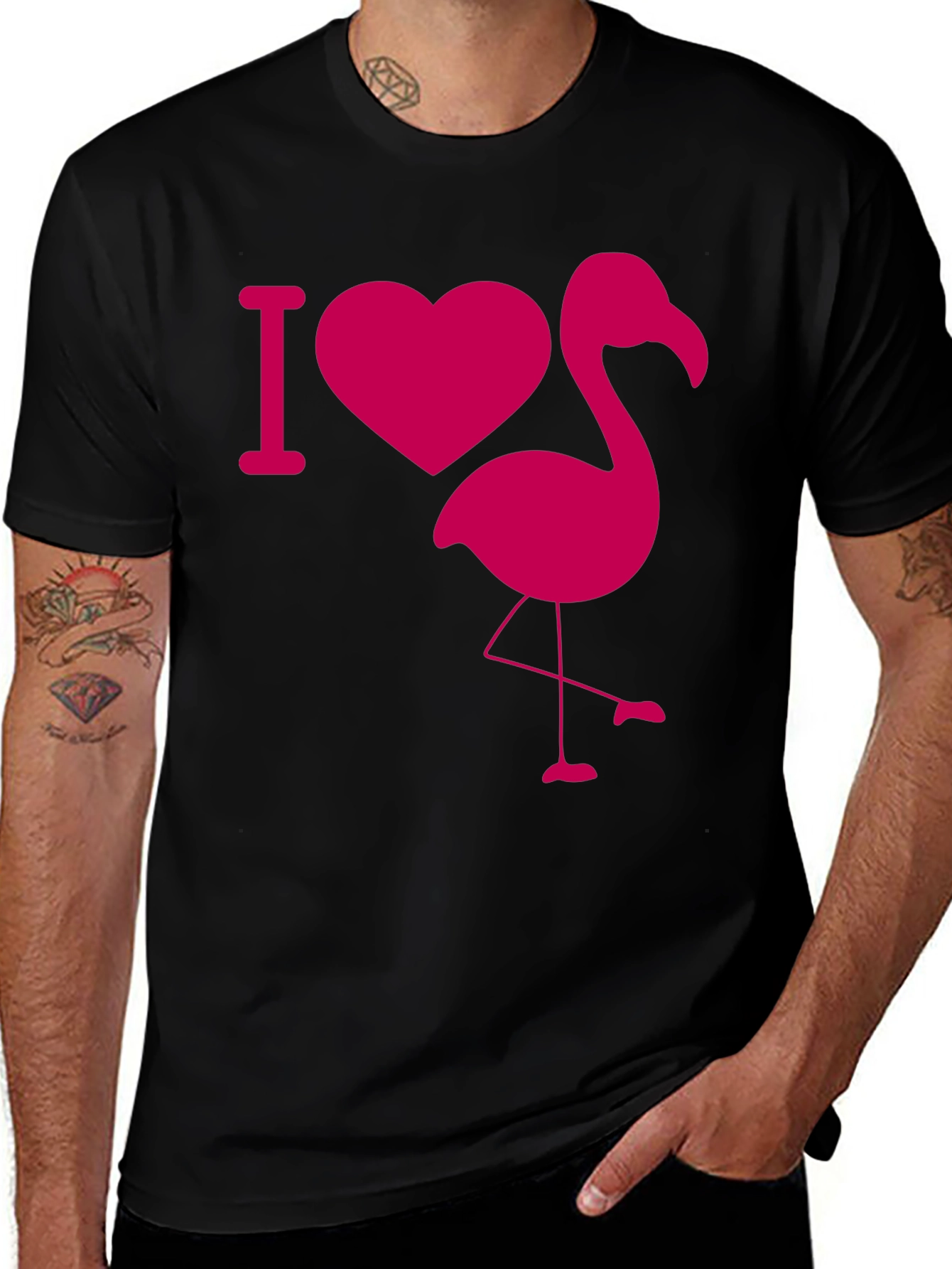I Heart Flamingo Black T-Shirt