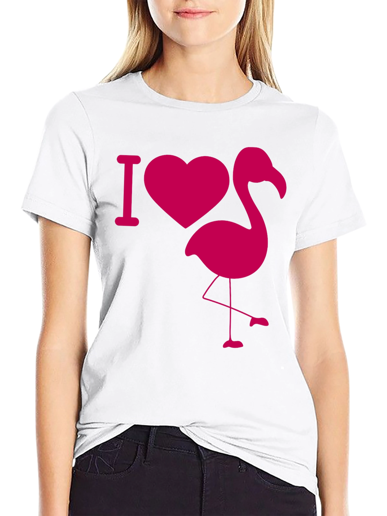 I Heart Flamingo Black T-Shirt