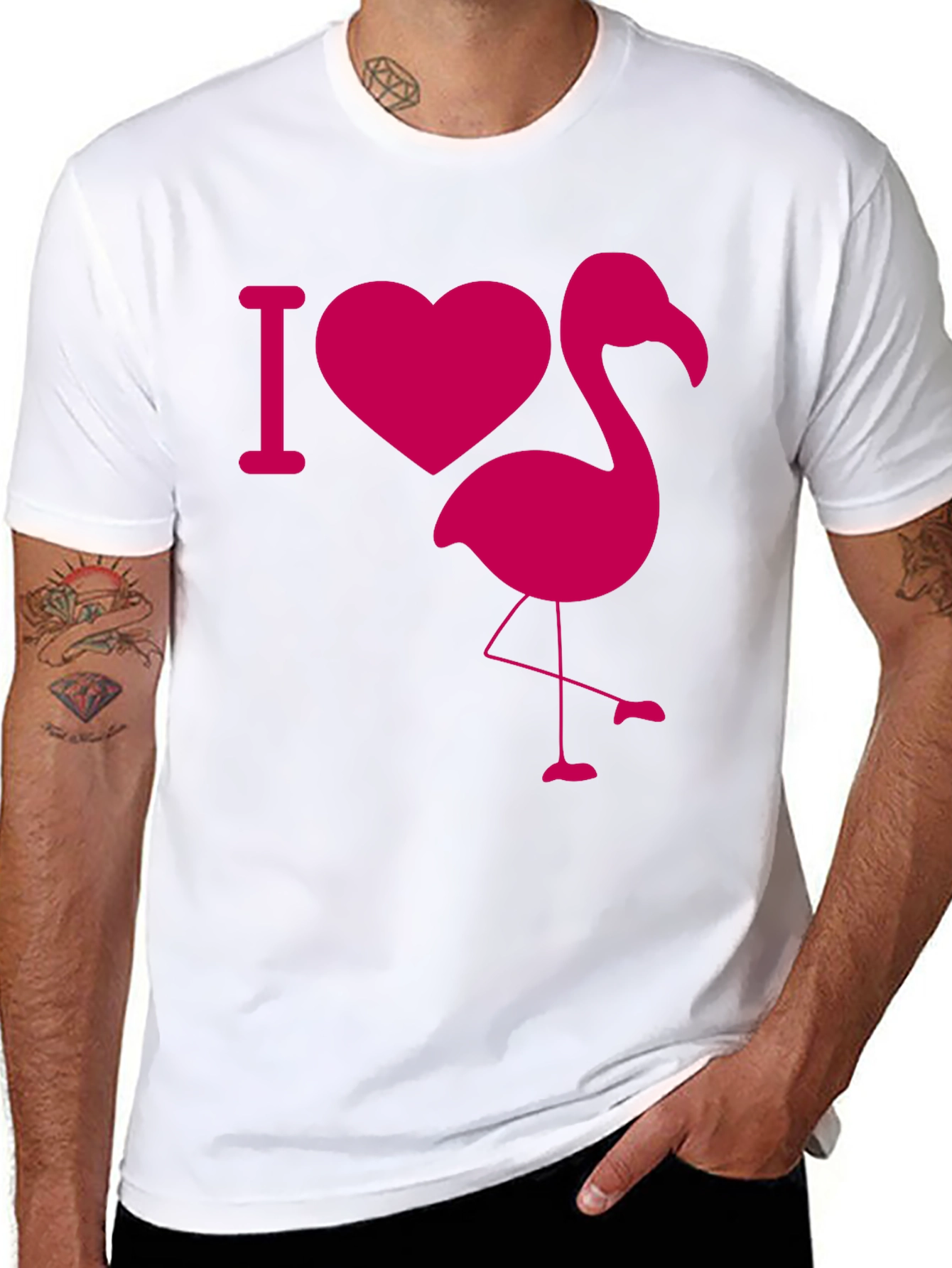 I Heart Flamingo Black T-Shirt