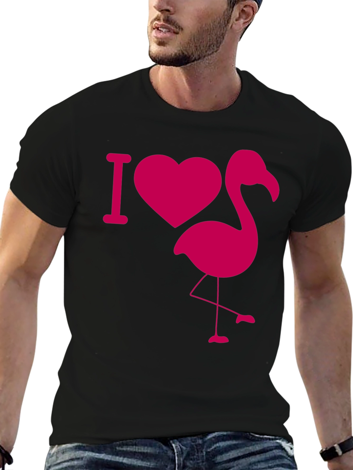 I Heart Flamingo Black T-Shirt
