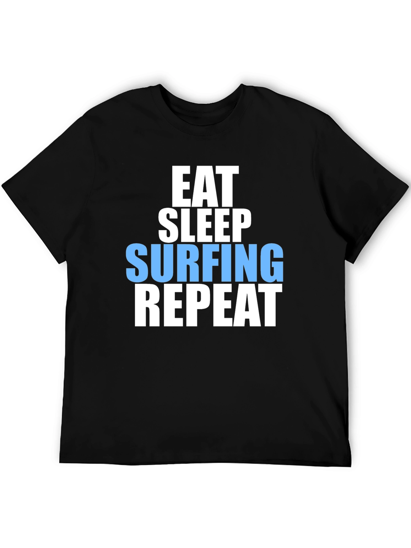 Eat Sleep Surfing Repeat Mens Black Graphic T-Shirt