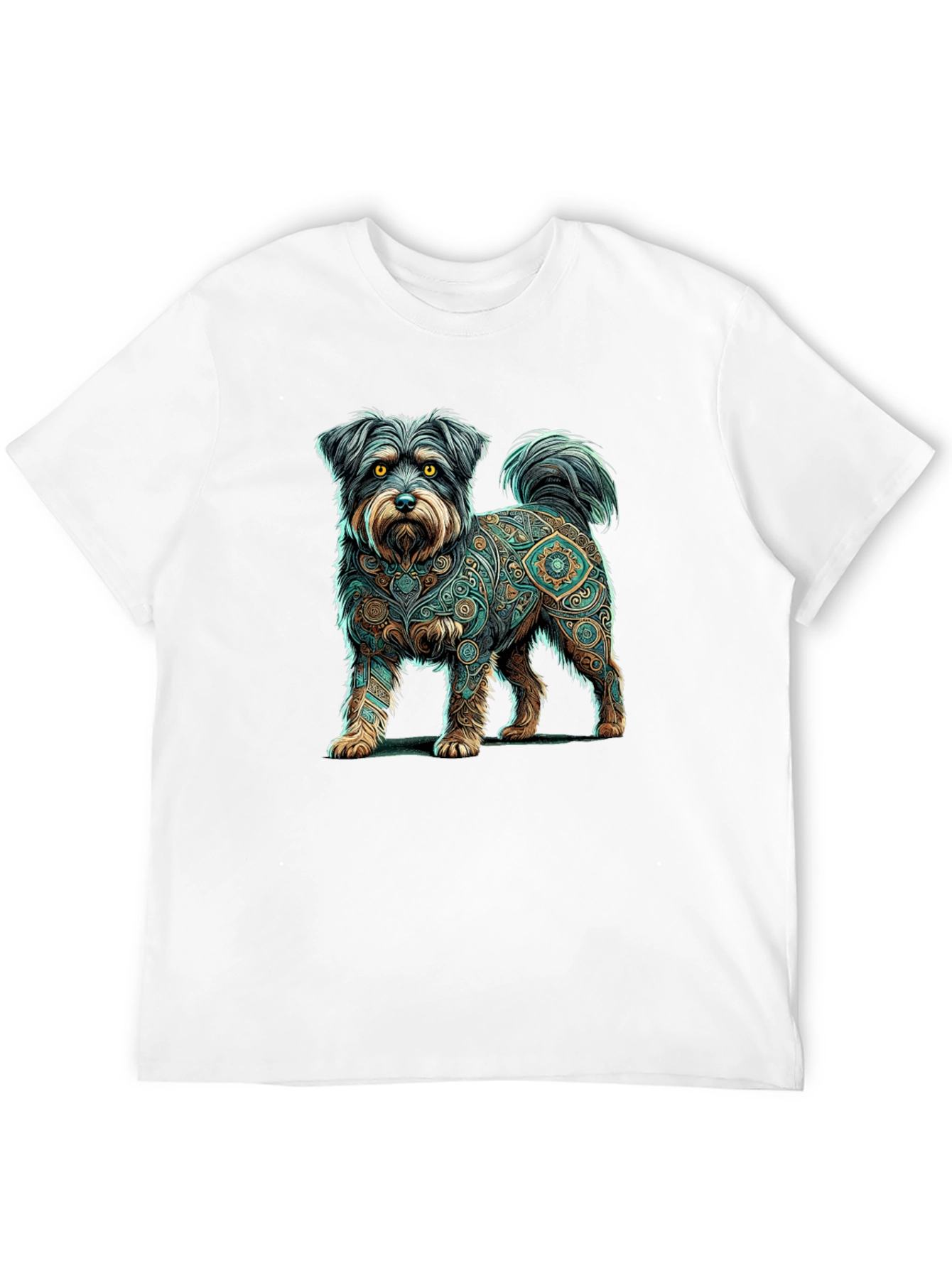 Dog Mandala Print Black T-Shirt