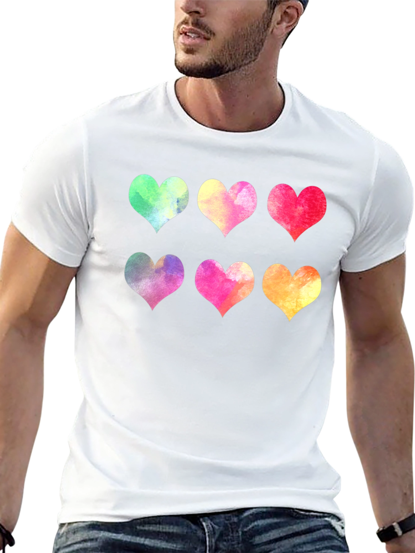 Watercolor Hearts Graphic T-Shirt