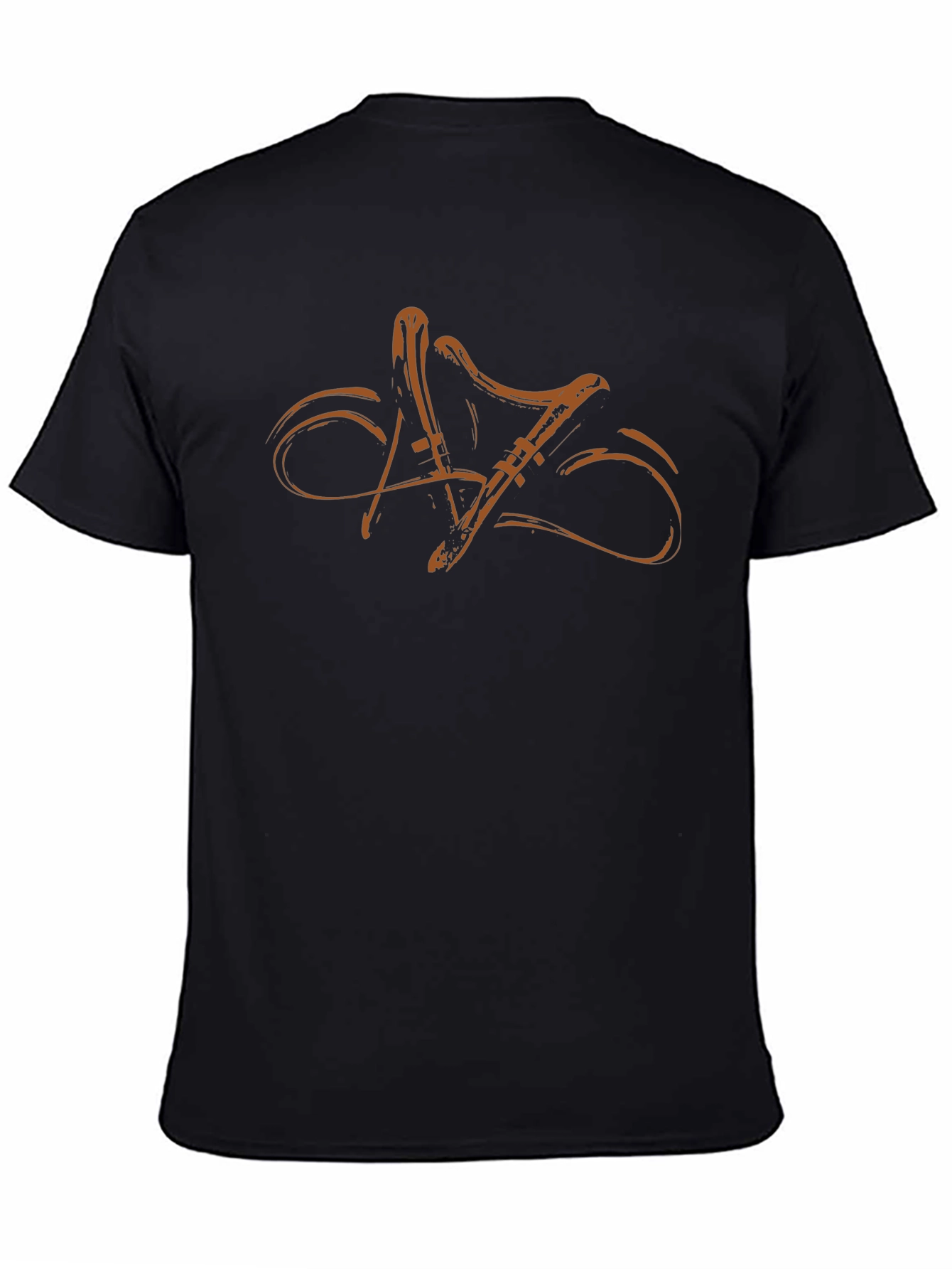 Stylish Black T-Shirt with Abstract Musical Instrument Design