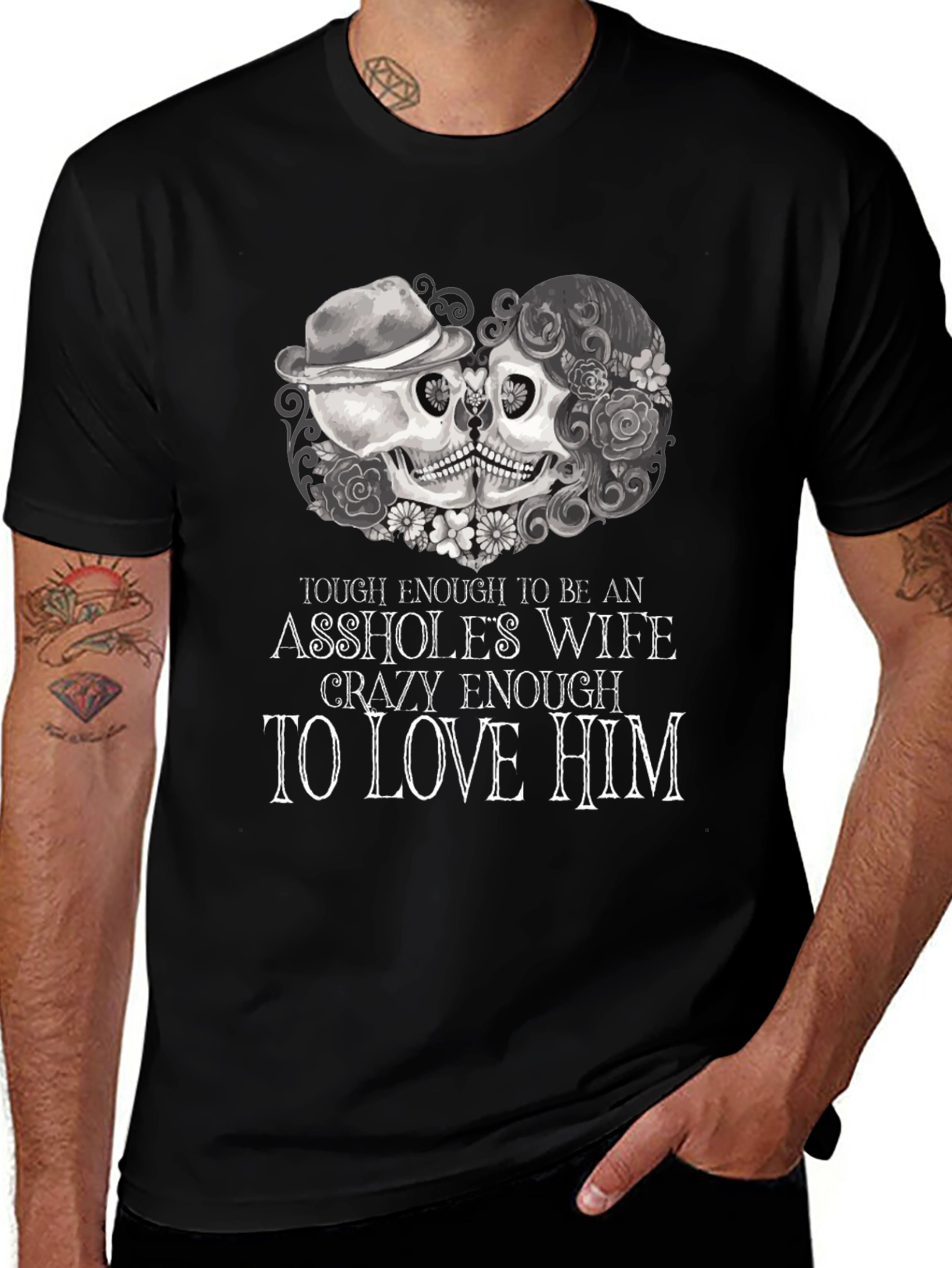 Tough Enough Skull Couple Graphic Tee