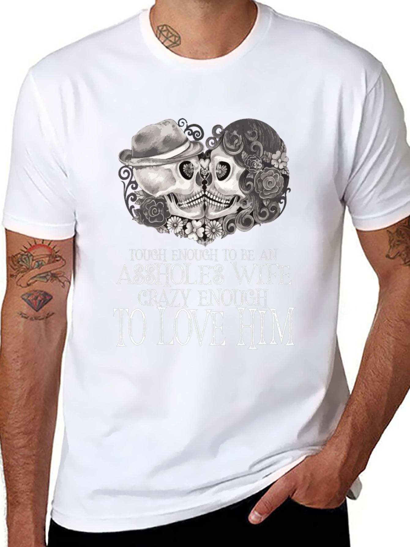 Tough Enough Skull Couple Graphic Tee