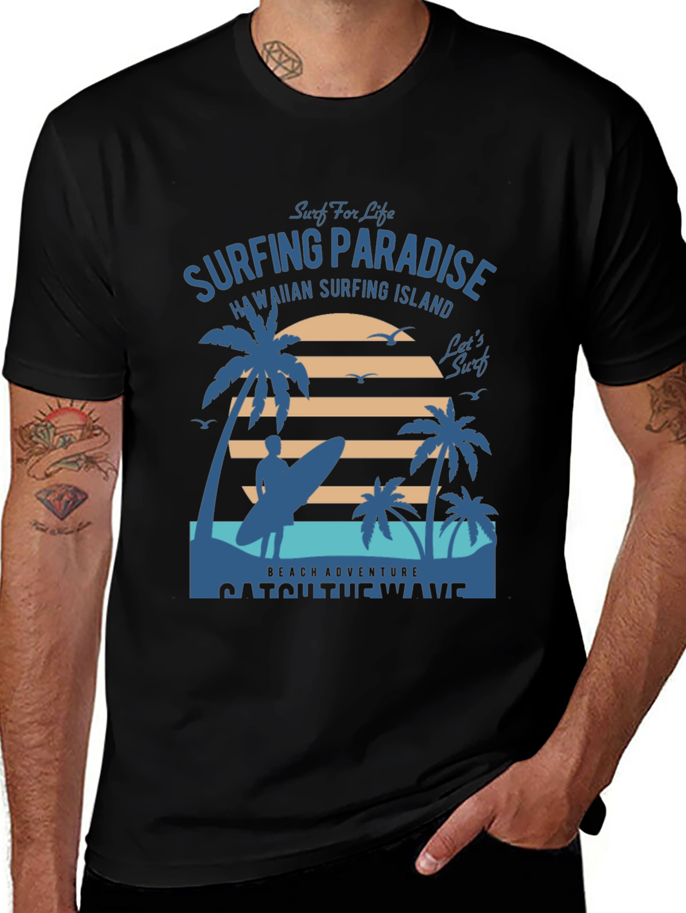 Surfing Paradise Hawaiian Island T-Shirt