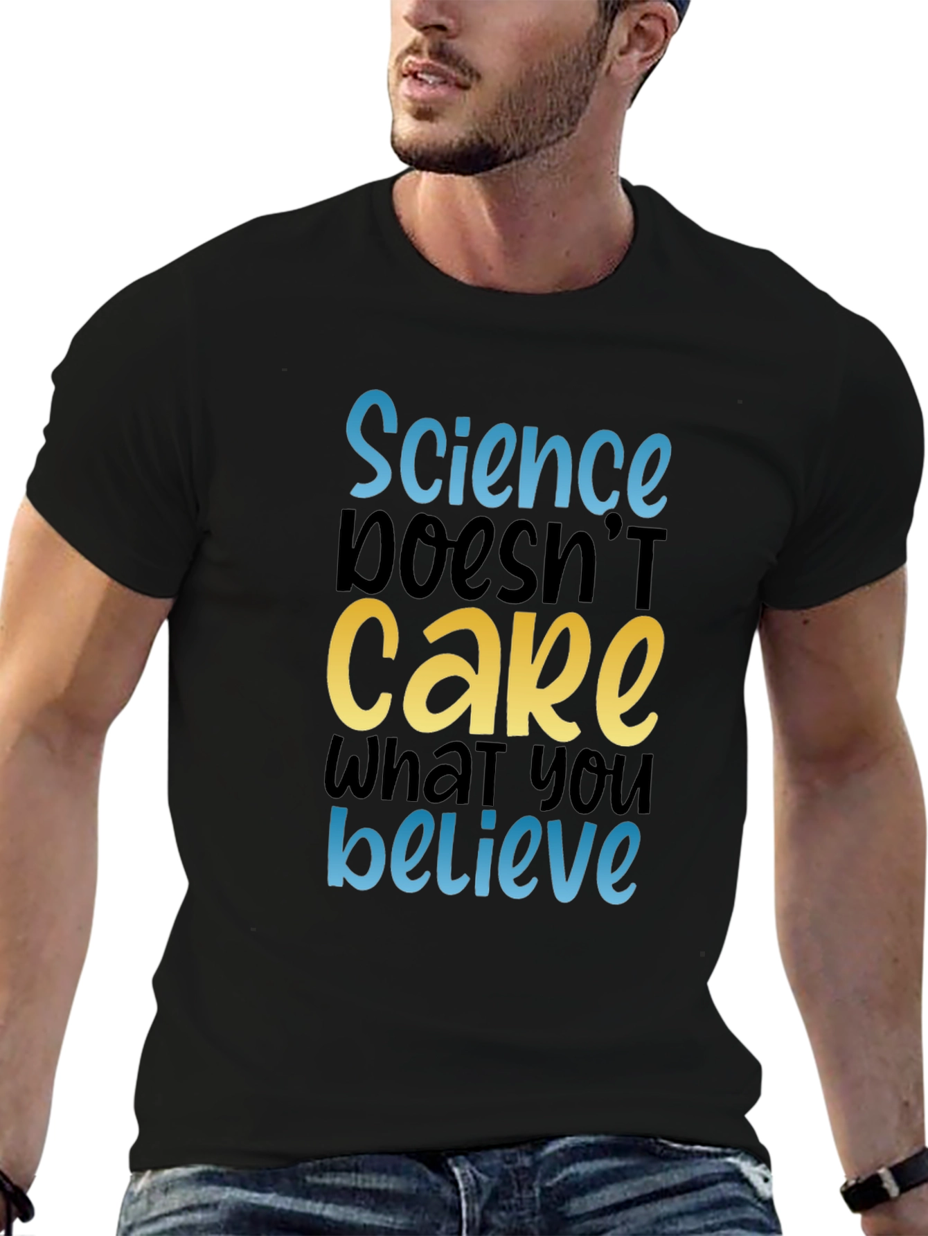 Science Doesnt Care Tee - Black Cotton Graphic T-Shirt