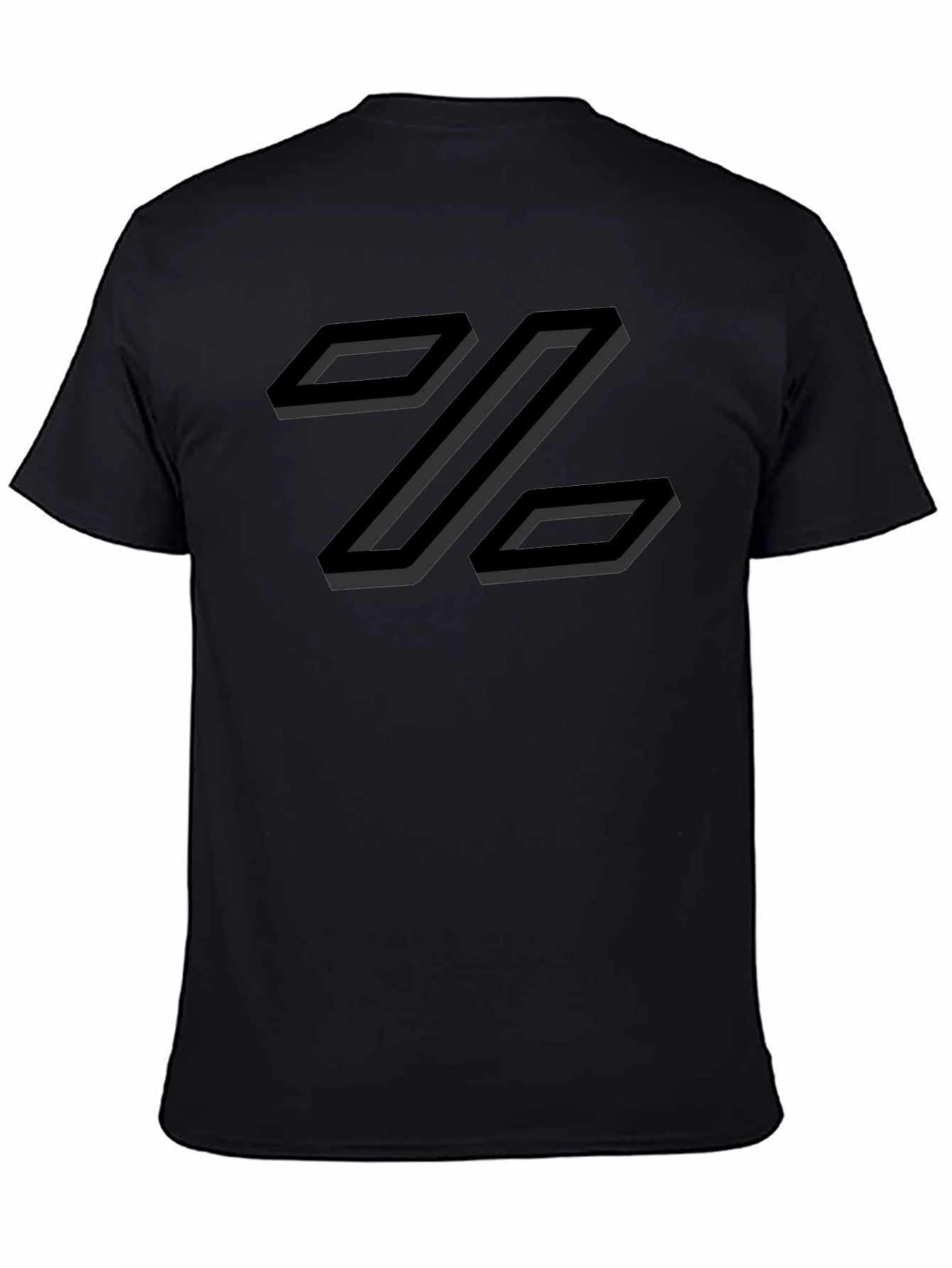 Abstract Geometric Z Design T-Shirt - Black