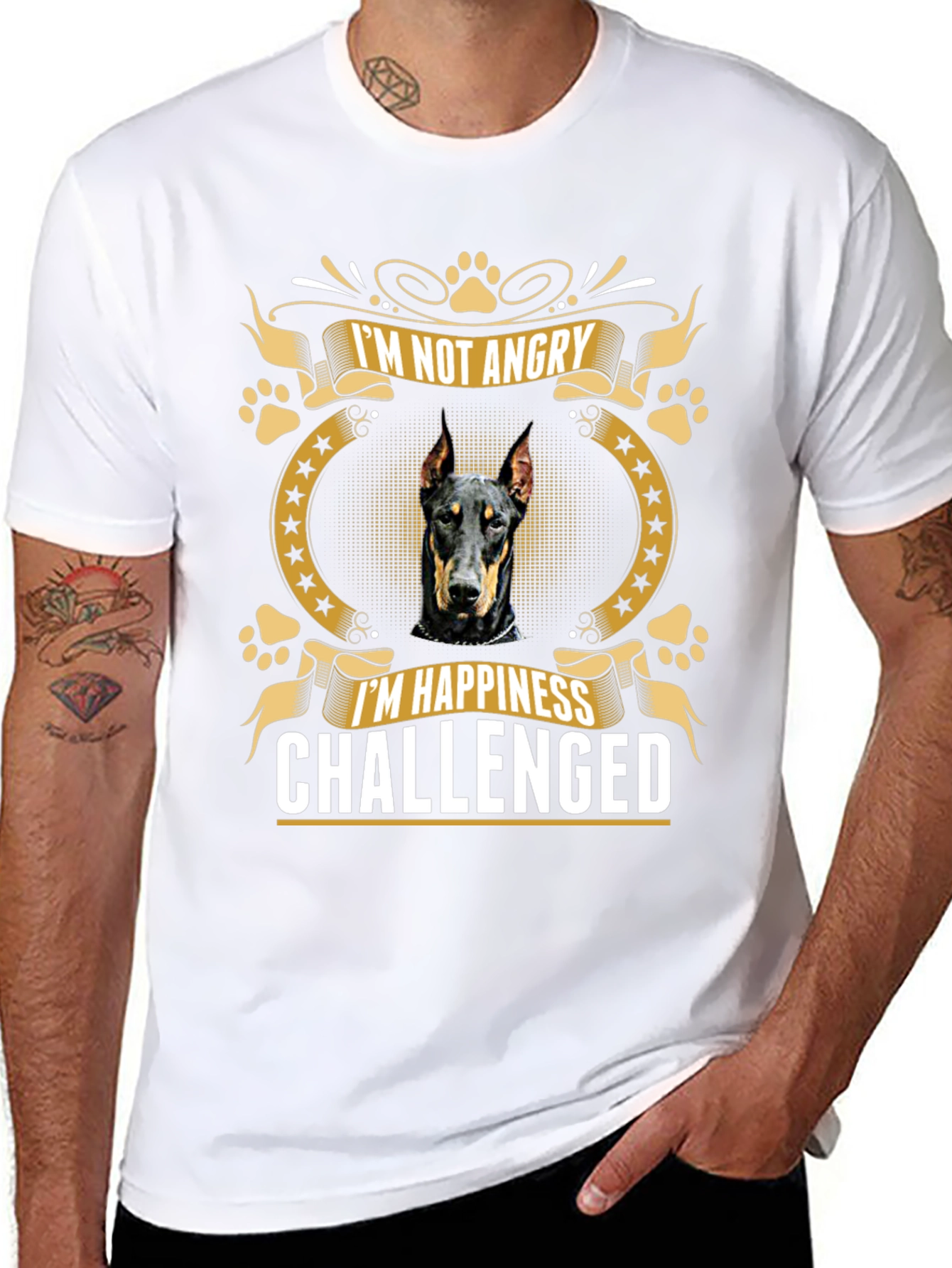 Doberman T-Shirt: Im Not Angry Happiness Challenged