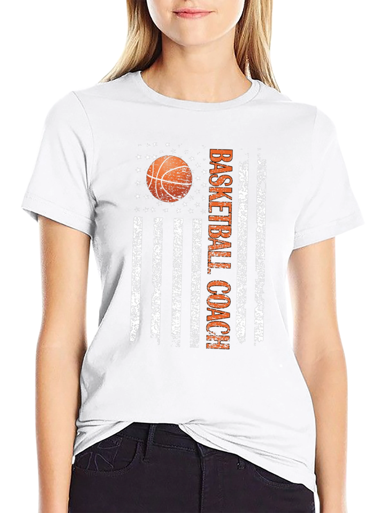 Basketball Coach American Flag Graphic T-Shirt