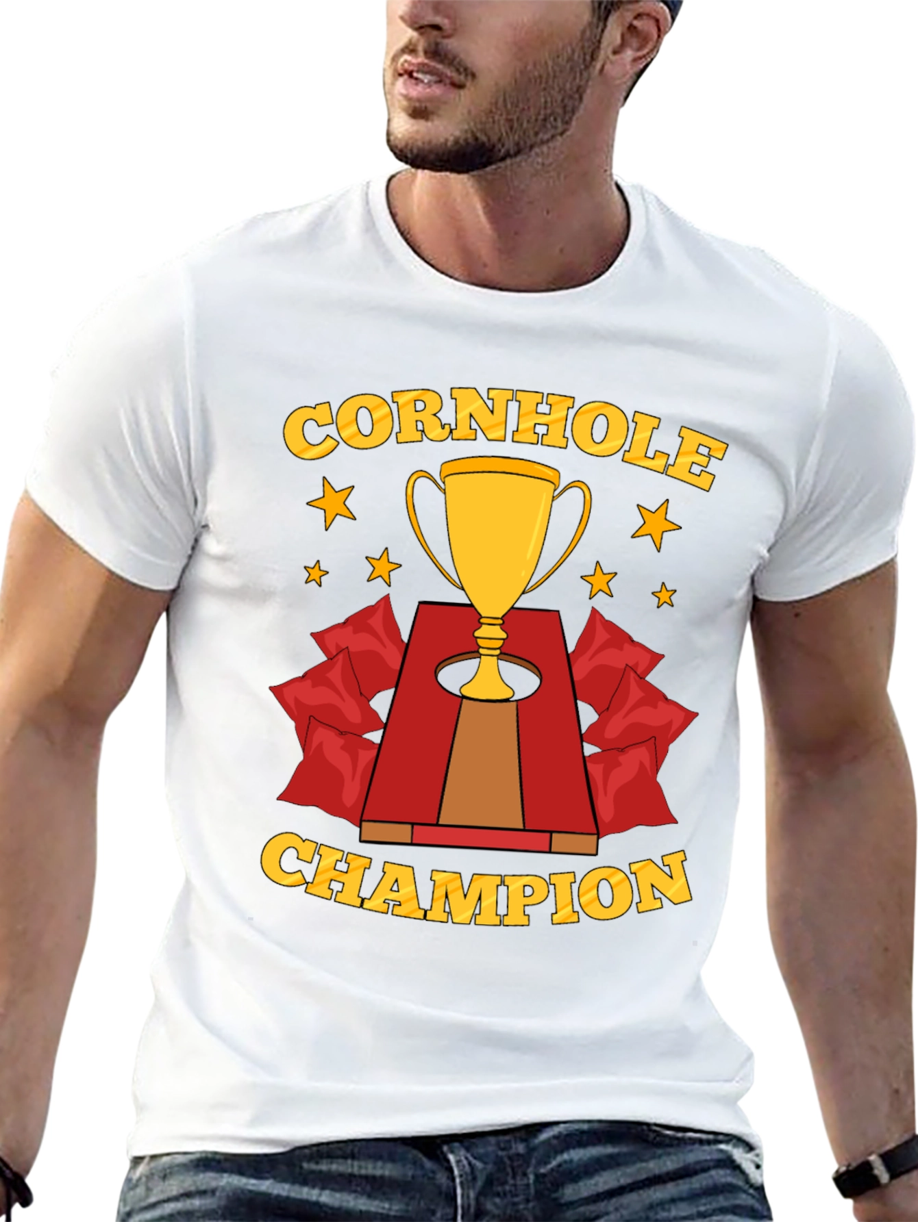 Cornhole Champion T-Shirt Trophy Design