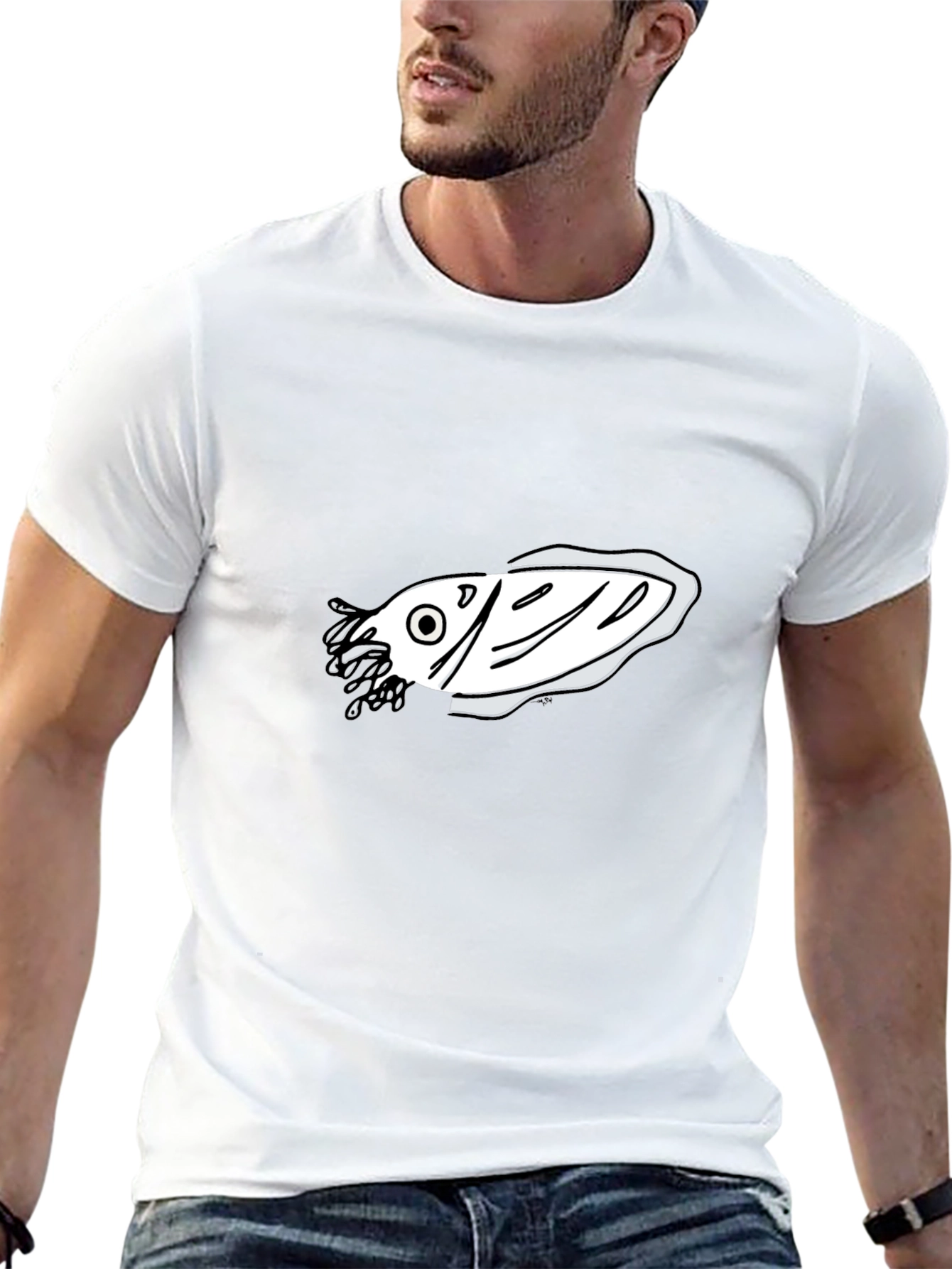 Black T-Shirt with Fish Graphic