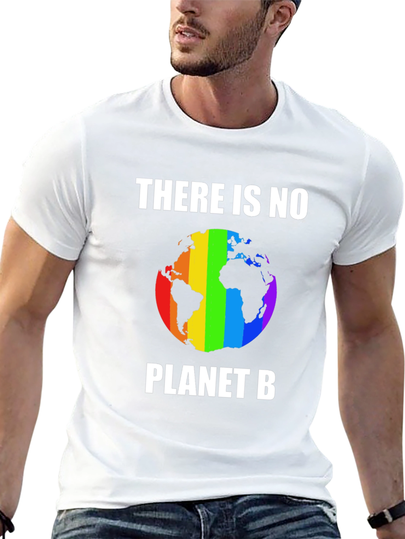 There Is No Planet B T-Shirt Rainbow Earth