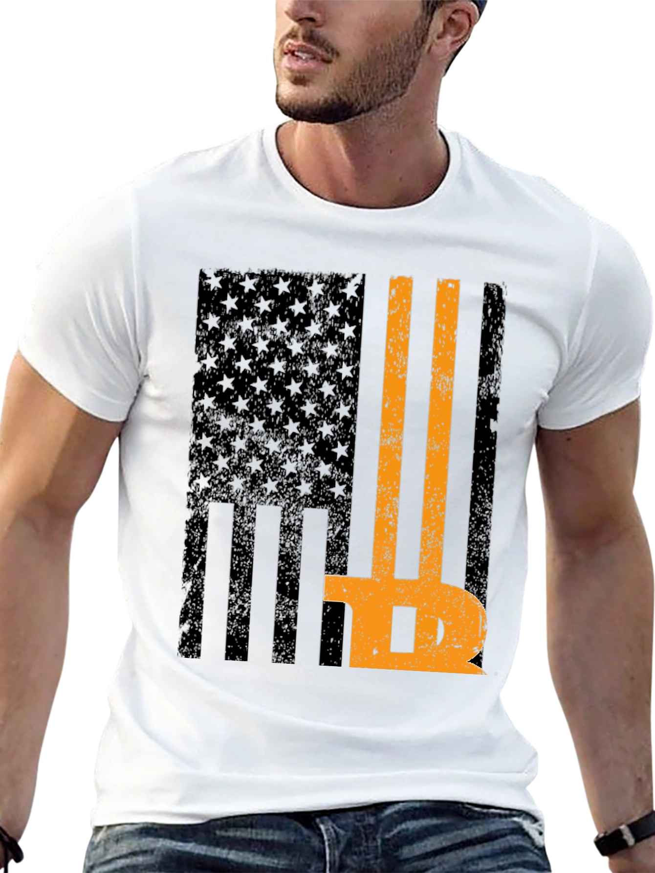 Bitcoin American Flag Graphic T-Shirt