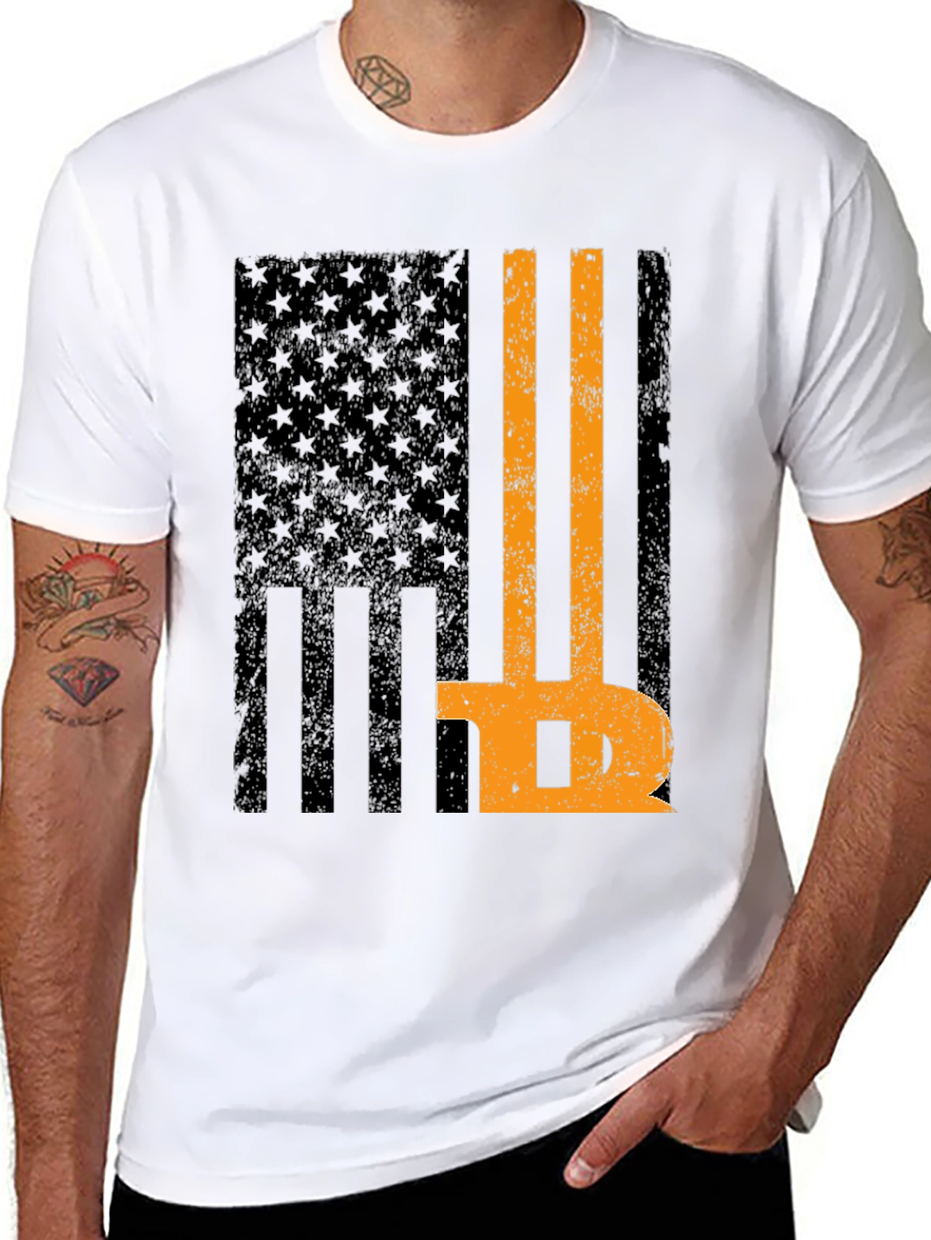 Bitcoin American Flag Graphic T-Shirt