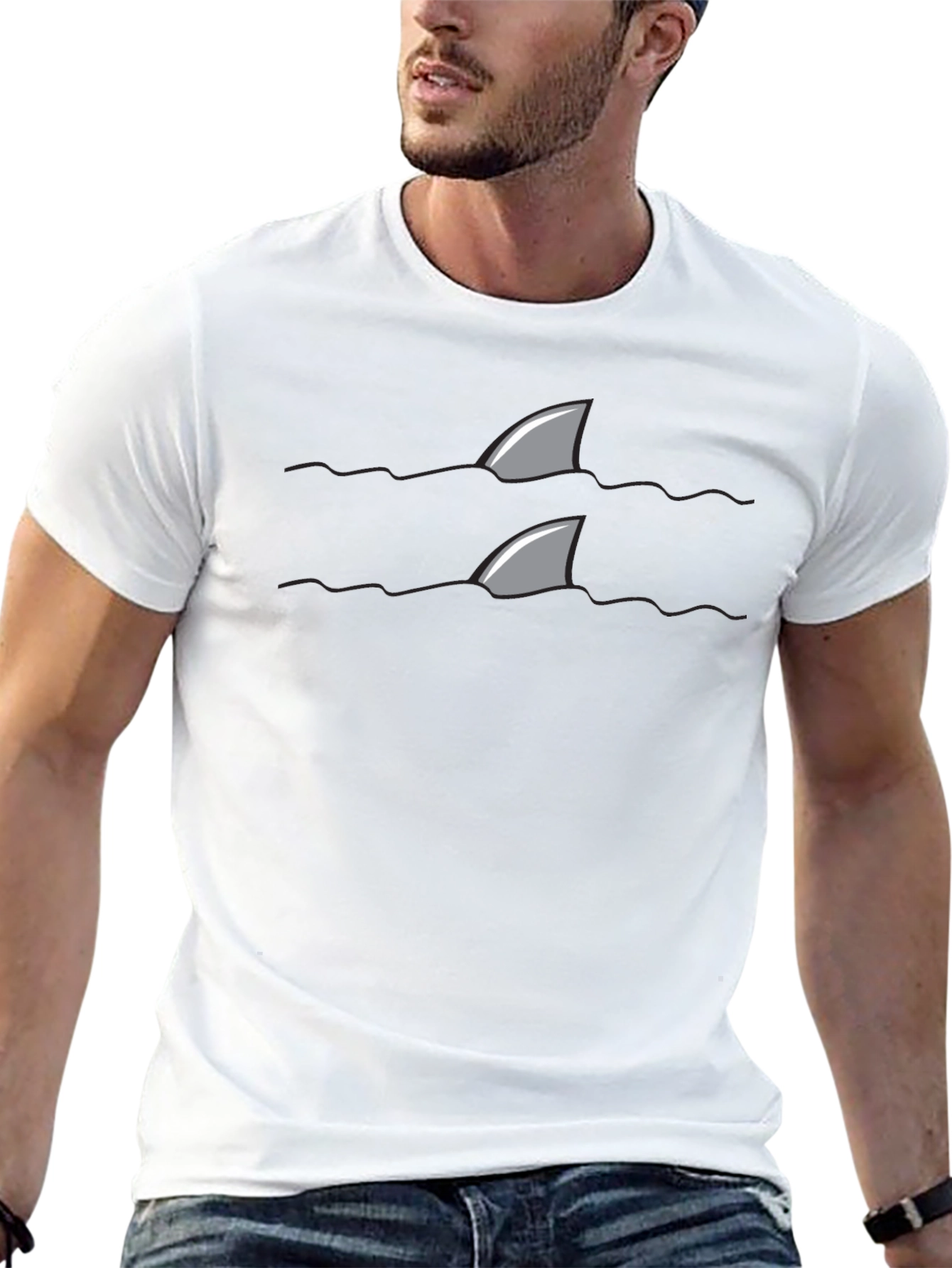 Shark Fin Tee - Danger Below Novelty T-Shirt