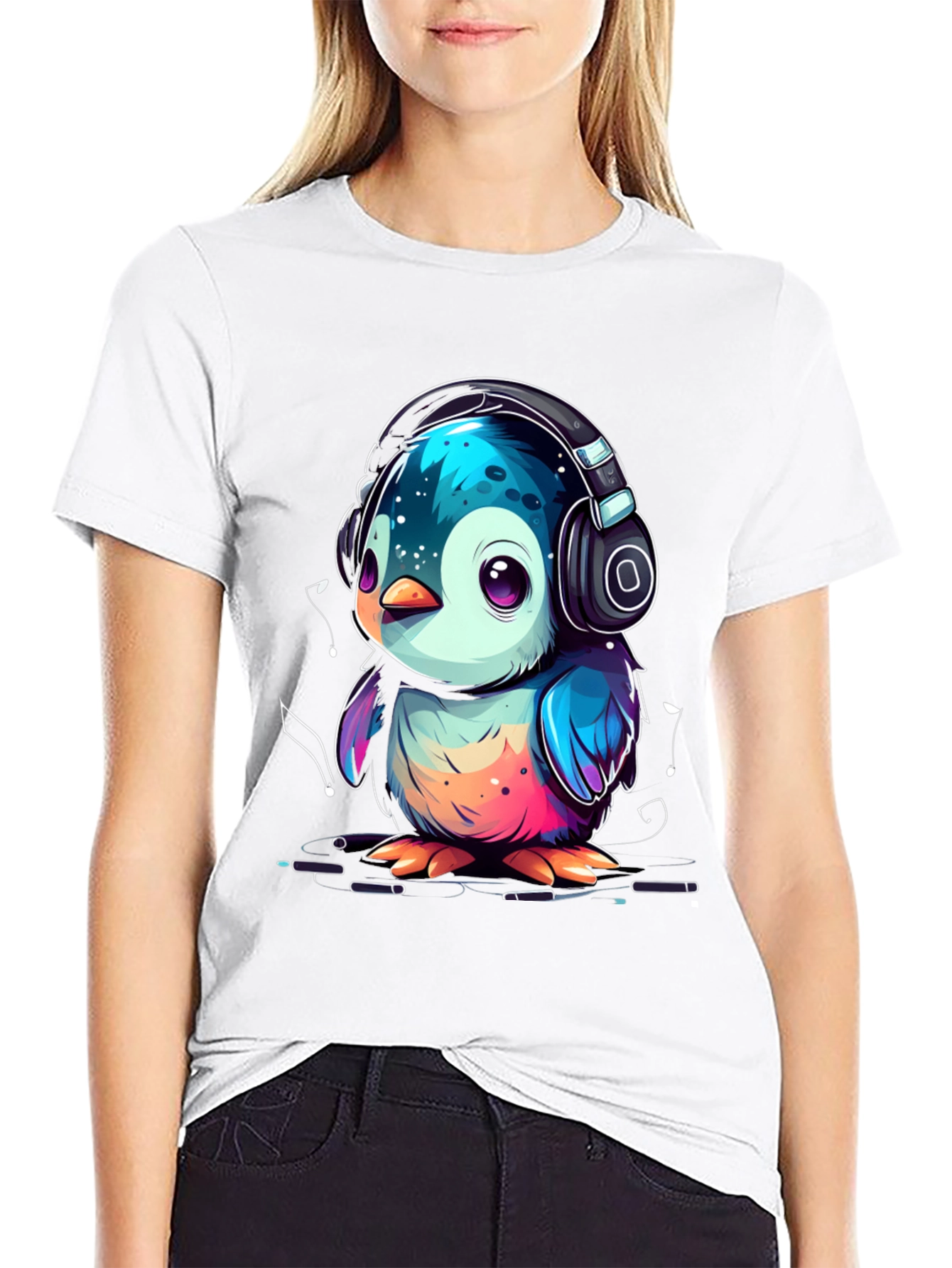 Penguin Headphone Graphic Tee - Cool Animal Lover Shirt