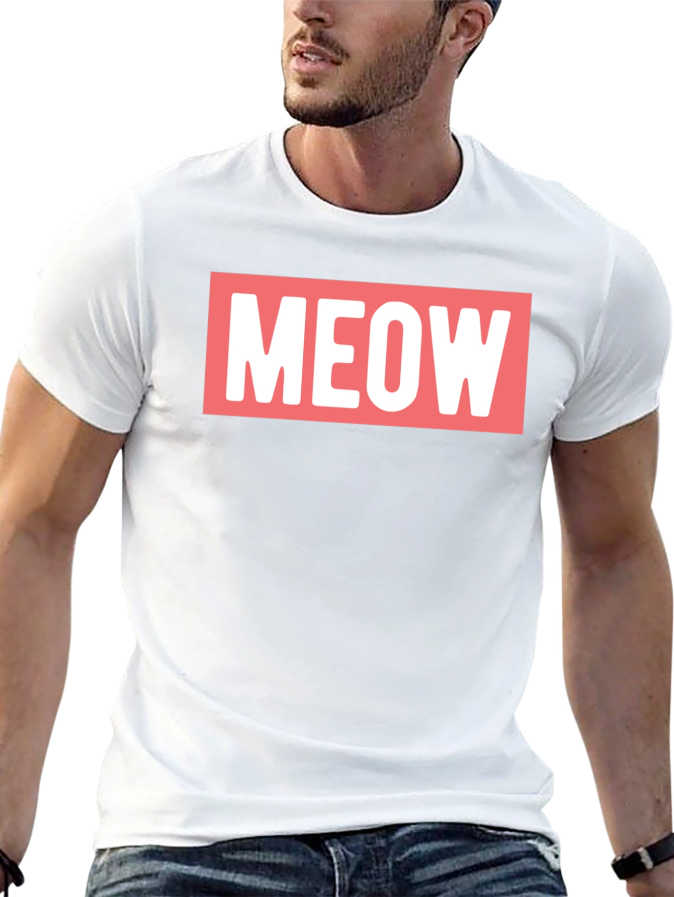 Meow Graphic Tee - Black Cotton T-Shirt